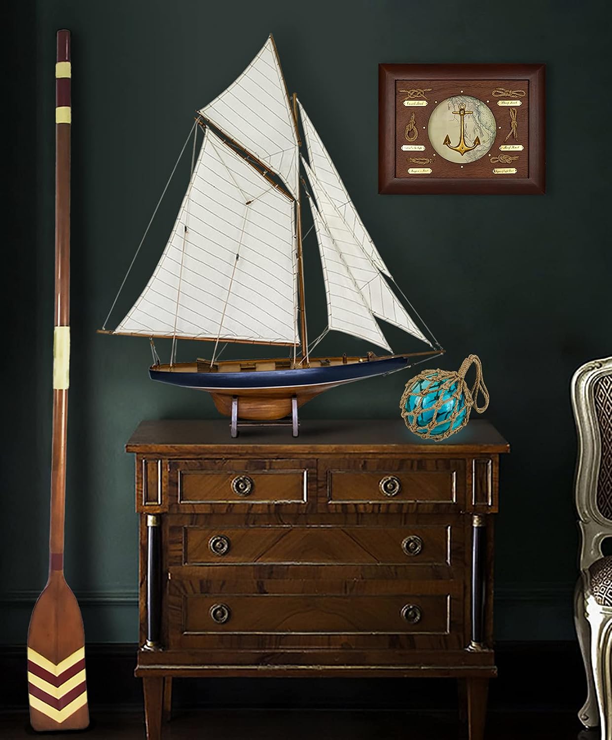 SAILINGSTORY Nautical Wall Decor Knot Board Frame Maritime Decor Coastal Decor / Anchor
