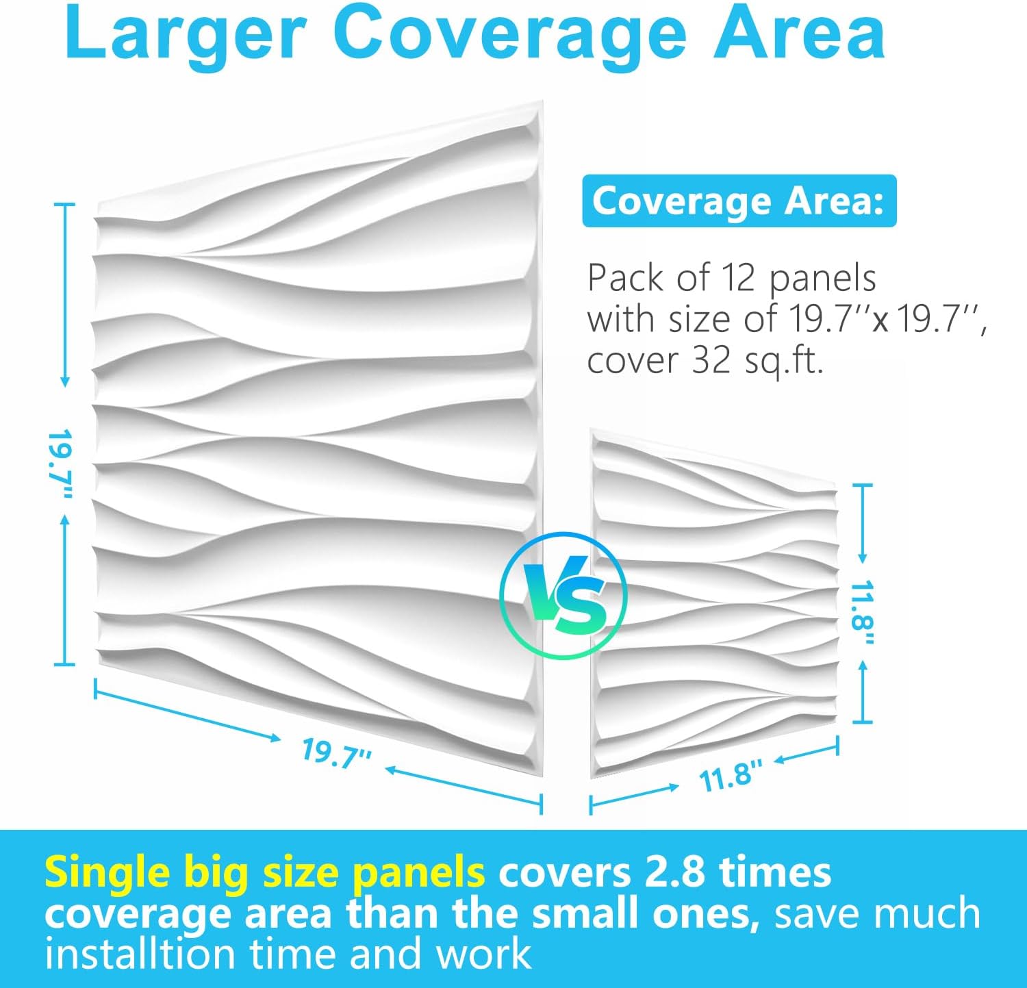 STICKGOO Wave Wall Panels for Interior Wall Decor, White 3D Wall Panels Accent Wall, Paintable 3D Wall Decor Covering
