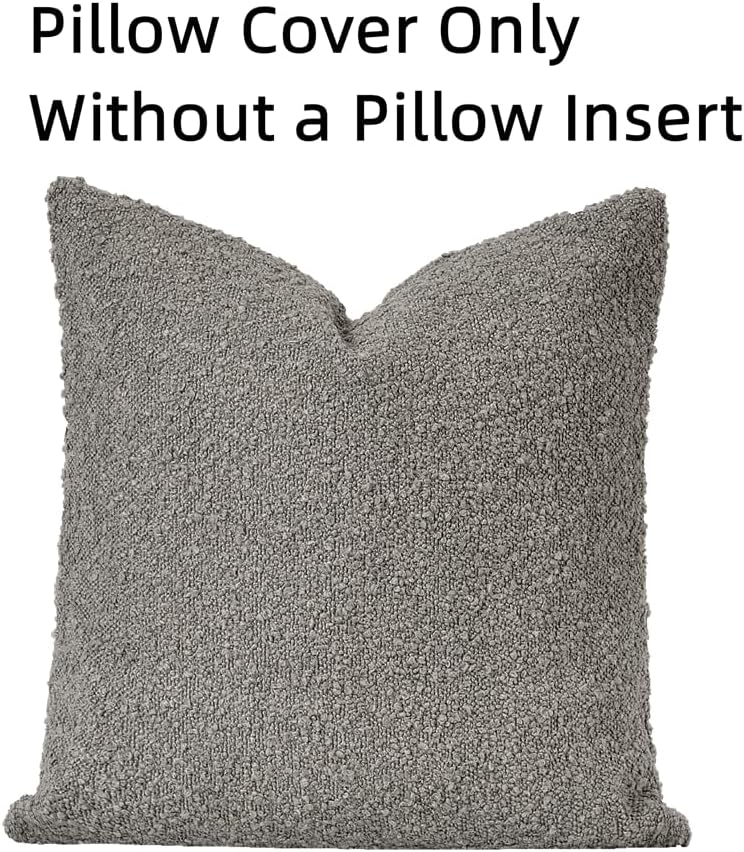 Textured Boucle Throw Pillow Cover / Dark Grey / 18 x 18