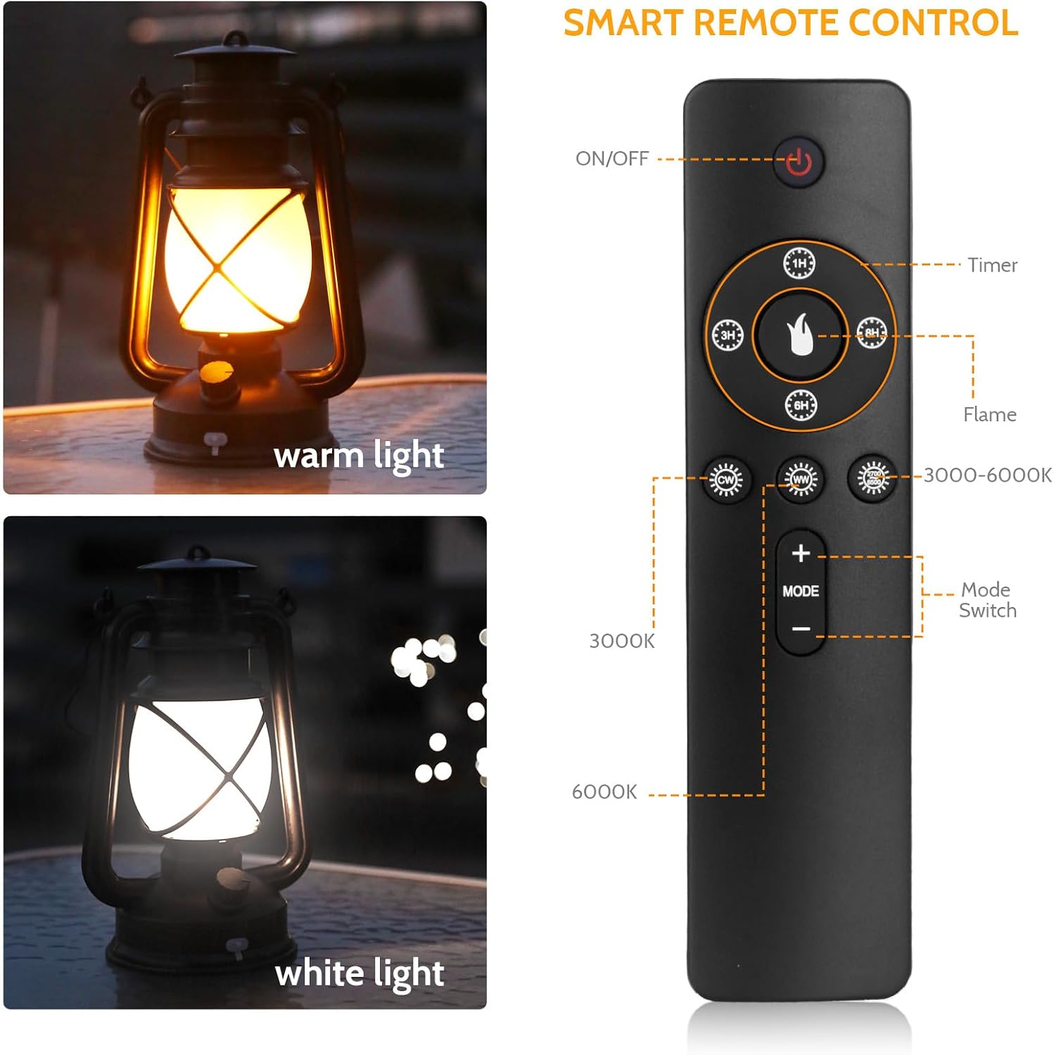 2 Pack Vintage Lantern Flickering Flame Rechargeable LED Retro Camping Lights 4 Modes Remote Control Battery Powered