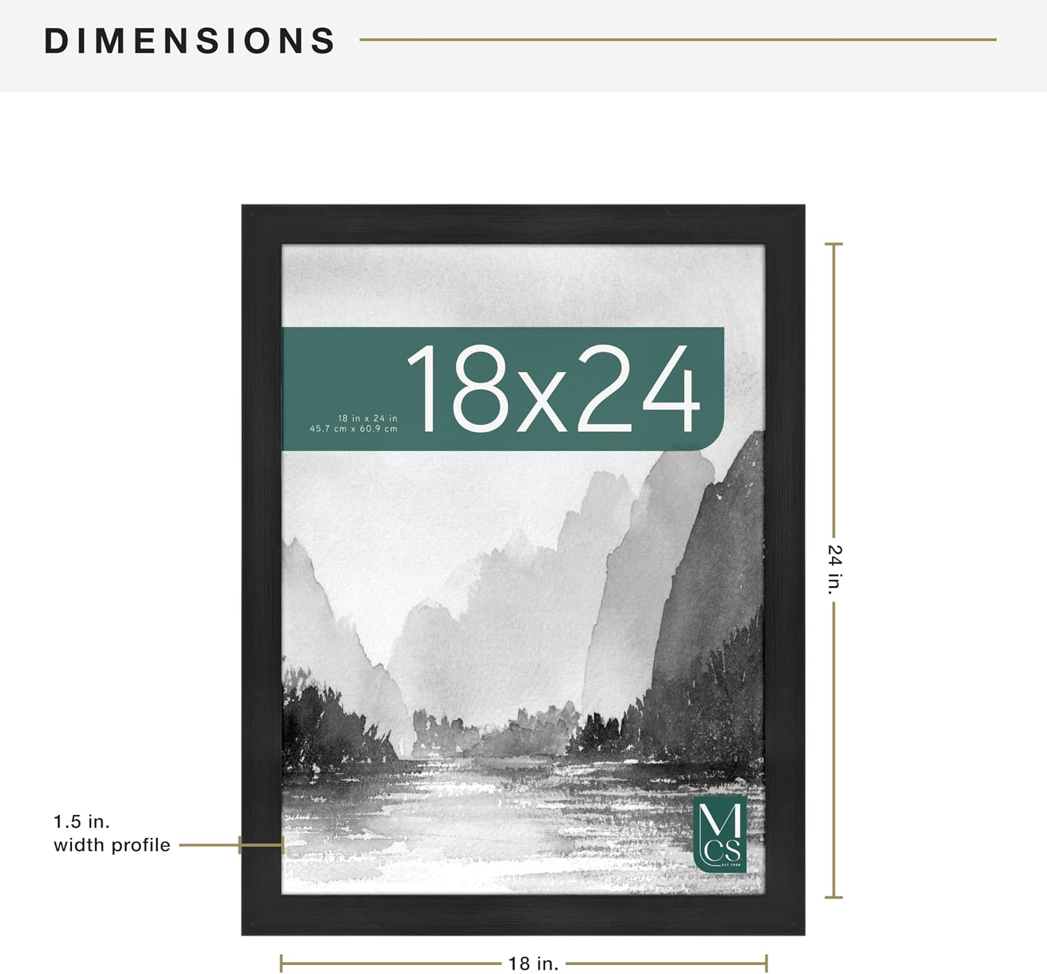 MCS Museum Poster Frame, 18x24, Onyx Woodgrain | Museum Collection Poster Frame For Photos & Art Prints, 18x24 Inch