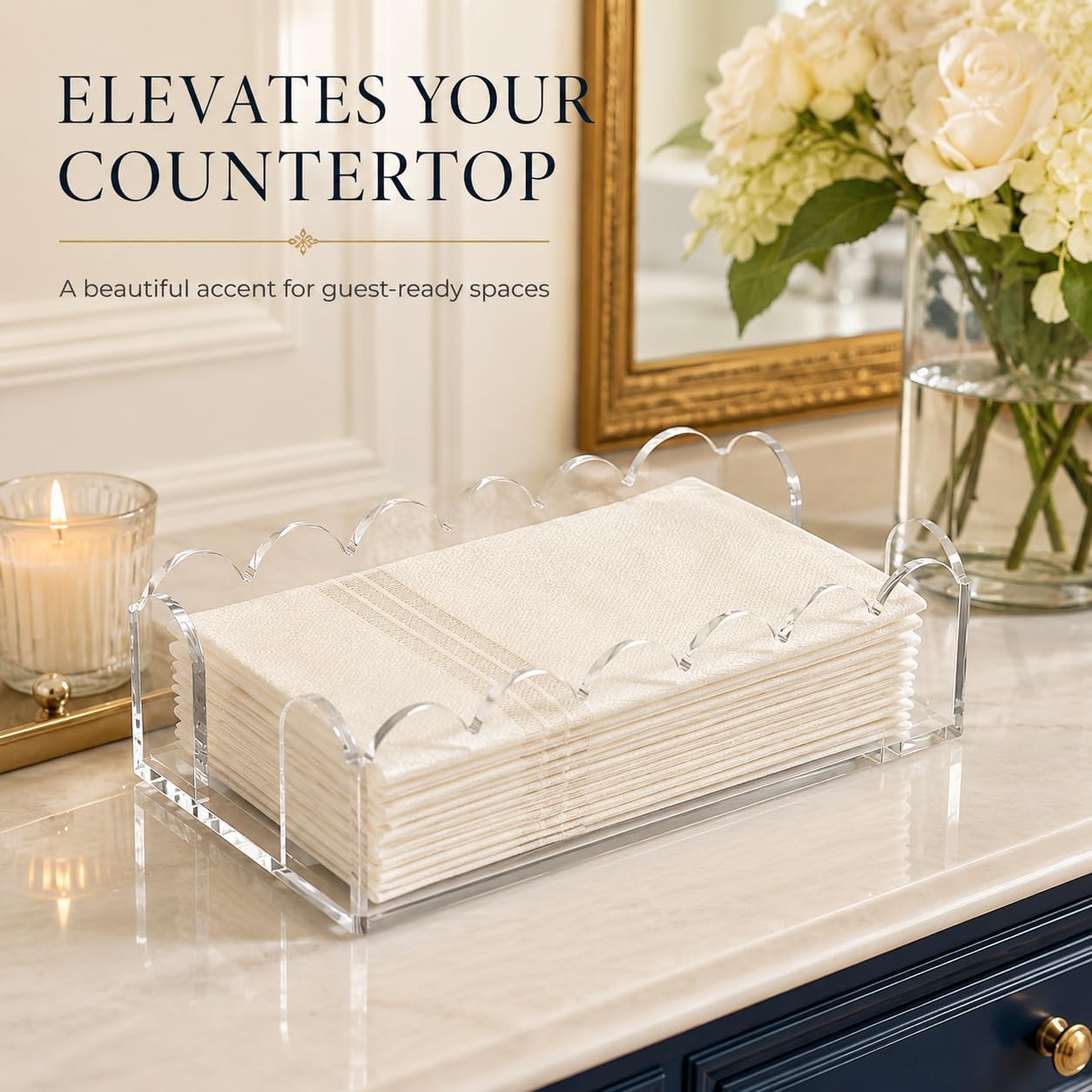 Acrylic Napkin Holder / Clear / Scalloped