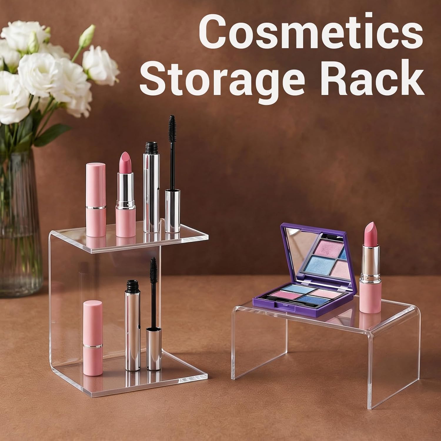 Acrylic Shelf Riser Display Stands for Figures / Clear / 4.4 x 3.2 x 2.2 / Set of 16