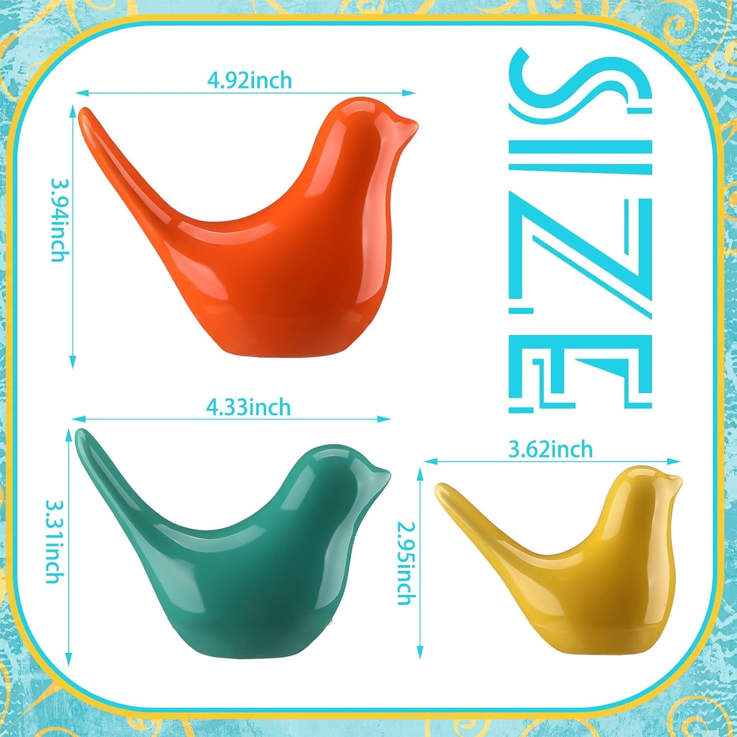 Mid Century Modern Decor Medieval Table Decor Ceramic Birds Blue / Classic / Orange / Set of 3