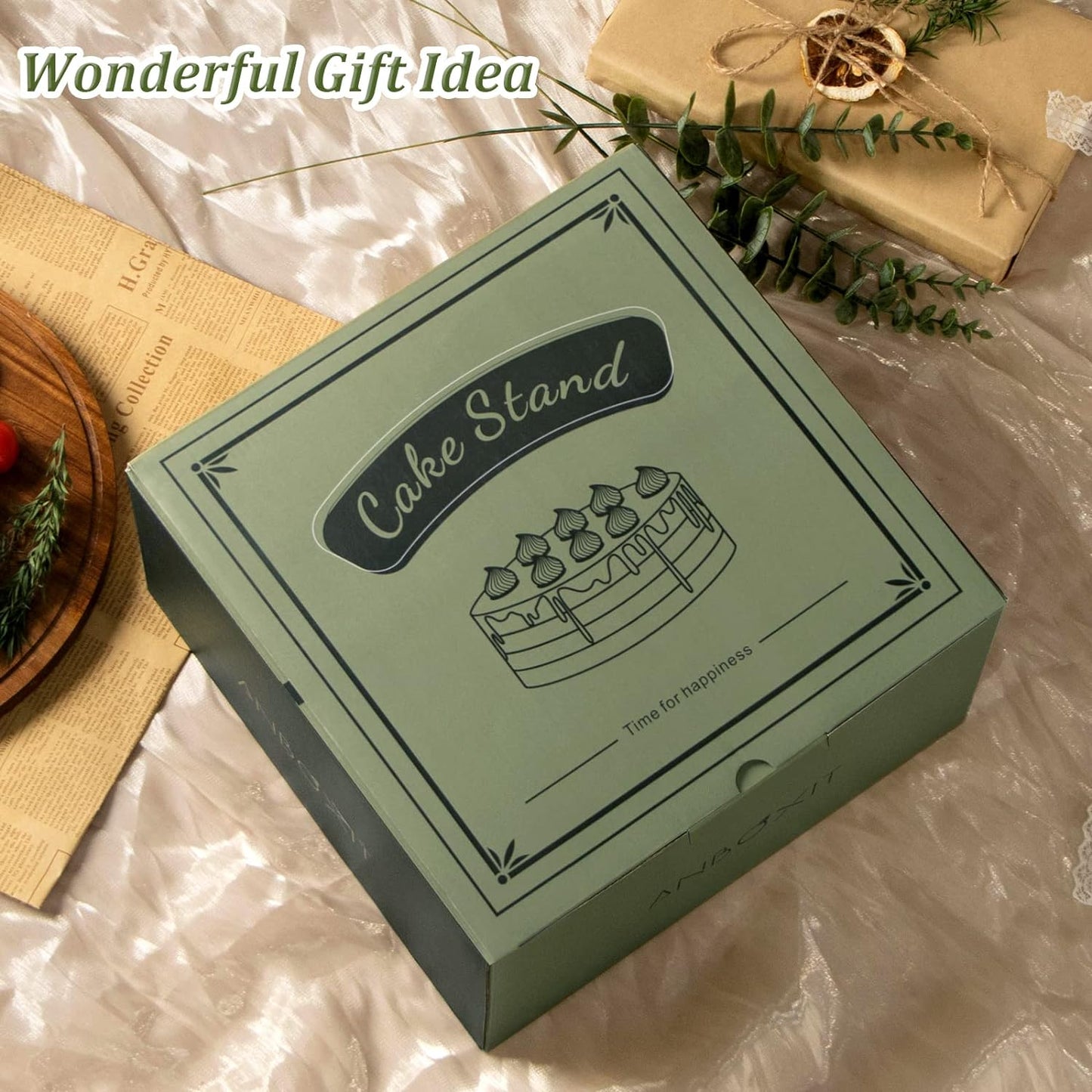 Wooden Cake Display Stand / Acrylic Dome -footed
