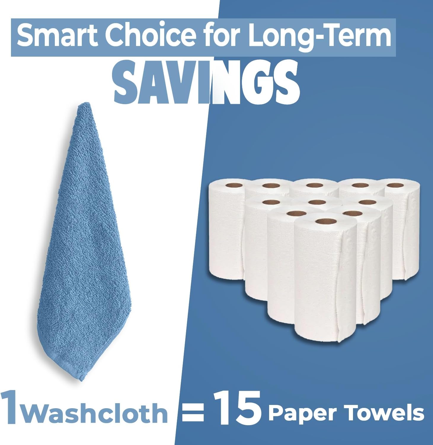 DAN RIVER 24 Pack Cotton Wash Cloths Set for Showering [12x12] M Blue | Lighter Weight, Quick to Dry, Super Soft &