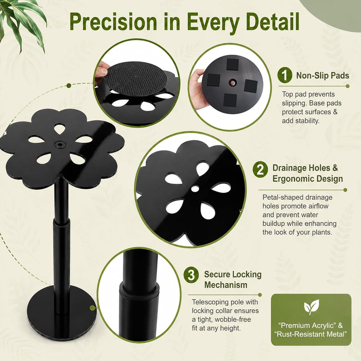 Adjustable Plant Risers for Inside Pots, 16-28 Inch Lift Height | Flower Planter Insert for Tall Pots, 2 Stands, 2 x 8"