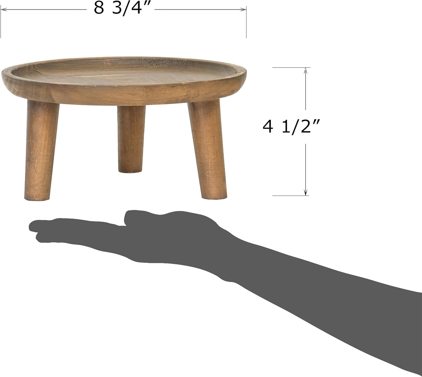 8.75" Dia Round Decorative Wooden Pedestal Plant Stand / Natural