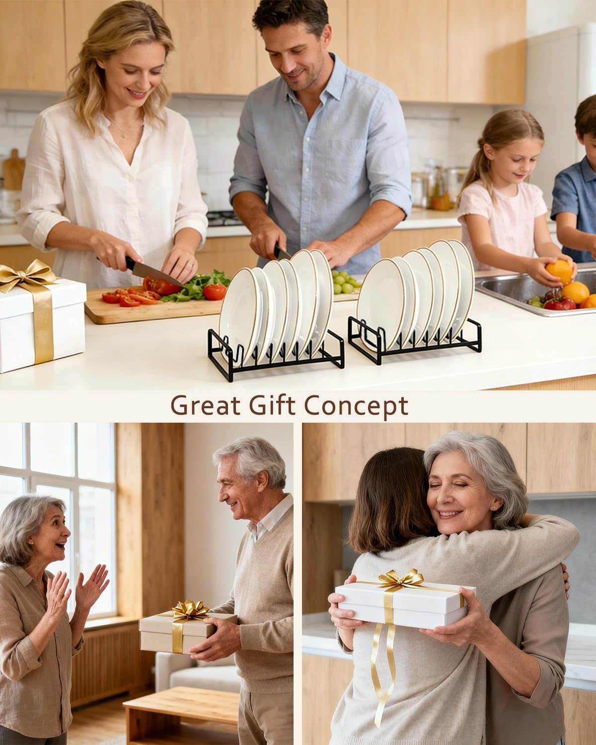 2 Pack Plate Holders for Cabinet Upright Cabinet Dish Drying Racks Organizers (for 6In. 10In. Plates) Metal Plate