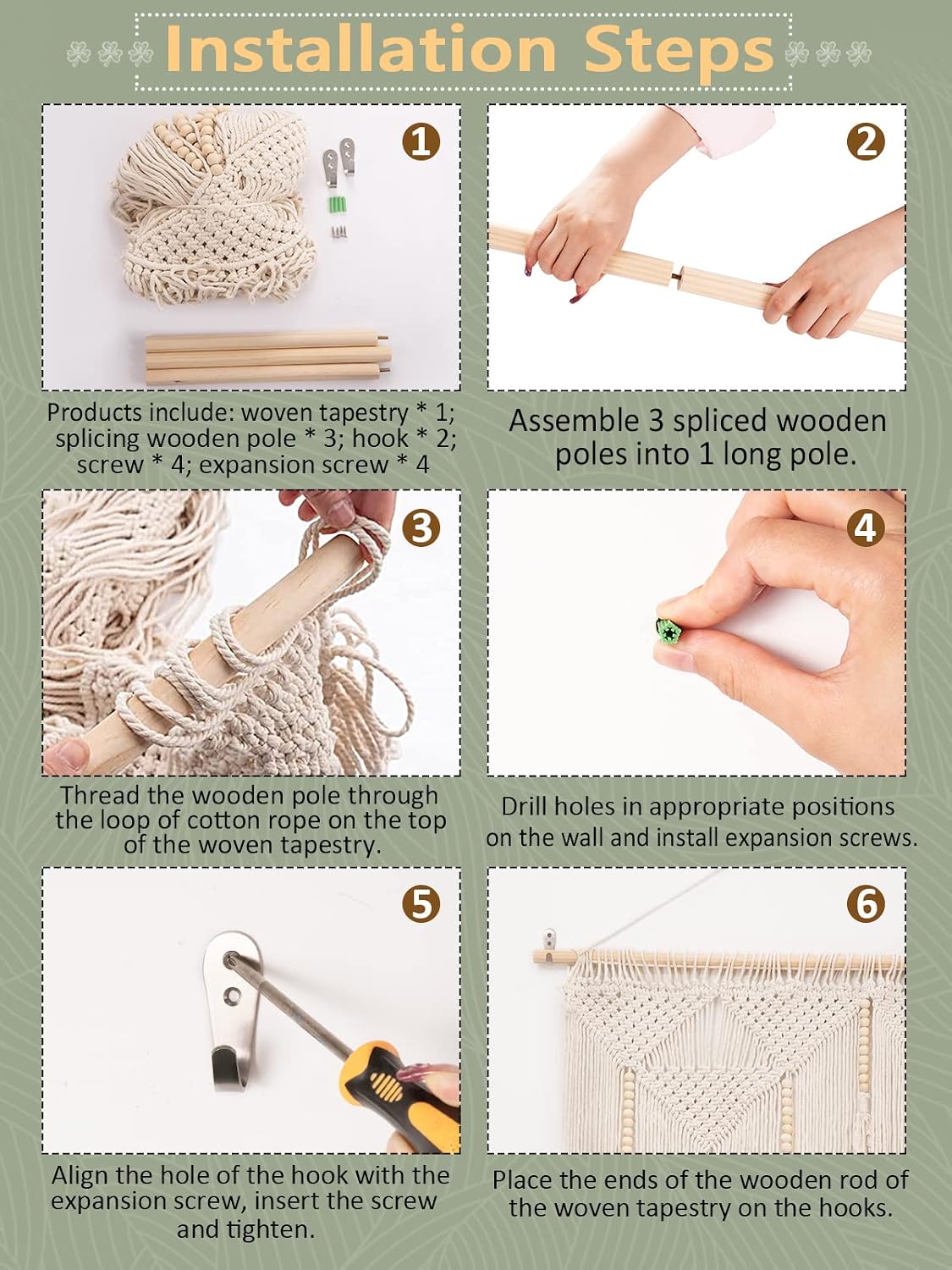 Large Macrame Wall Hanging " Boho Tapestry Woven Wall Decor- Cotton Tassel / Beige / 43.3 x 39.4
