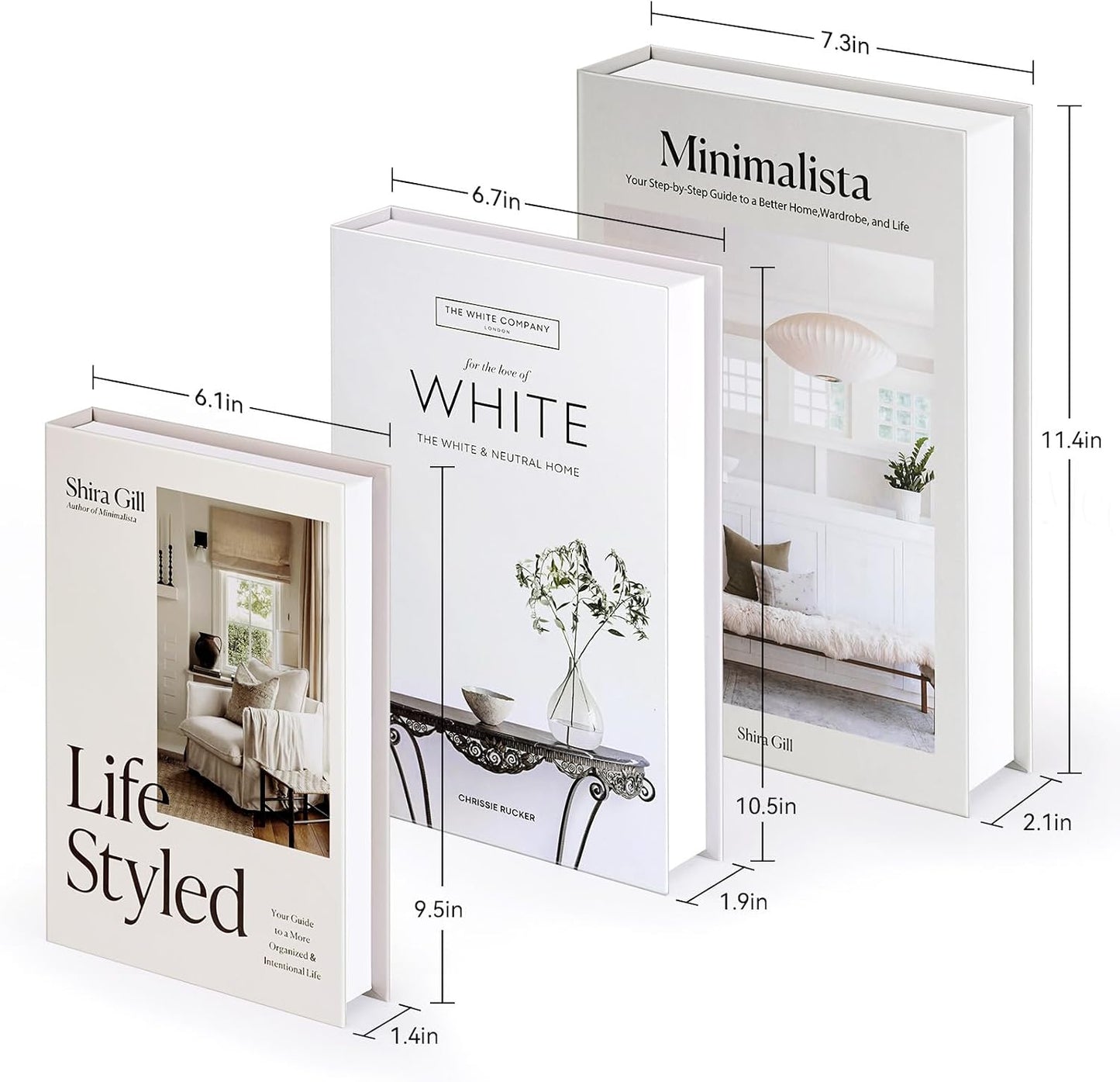 Large Faux Book Boxes / Gentle Glow | Ivory Blend / Set of 3