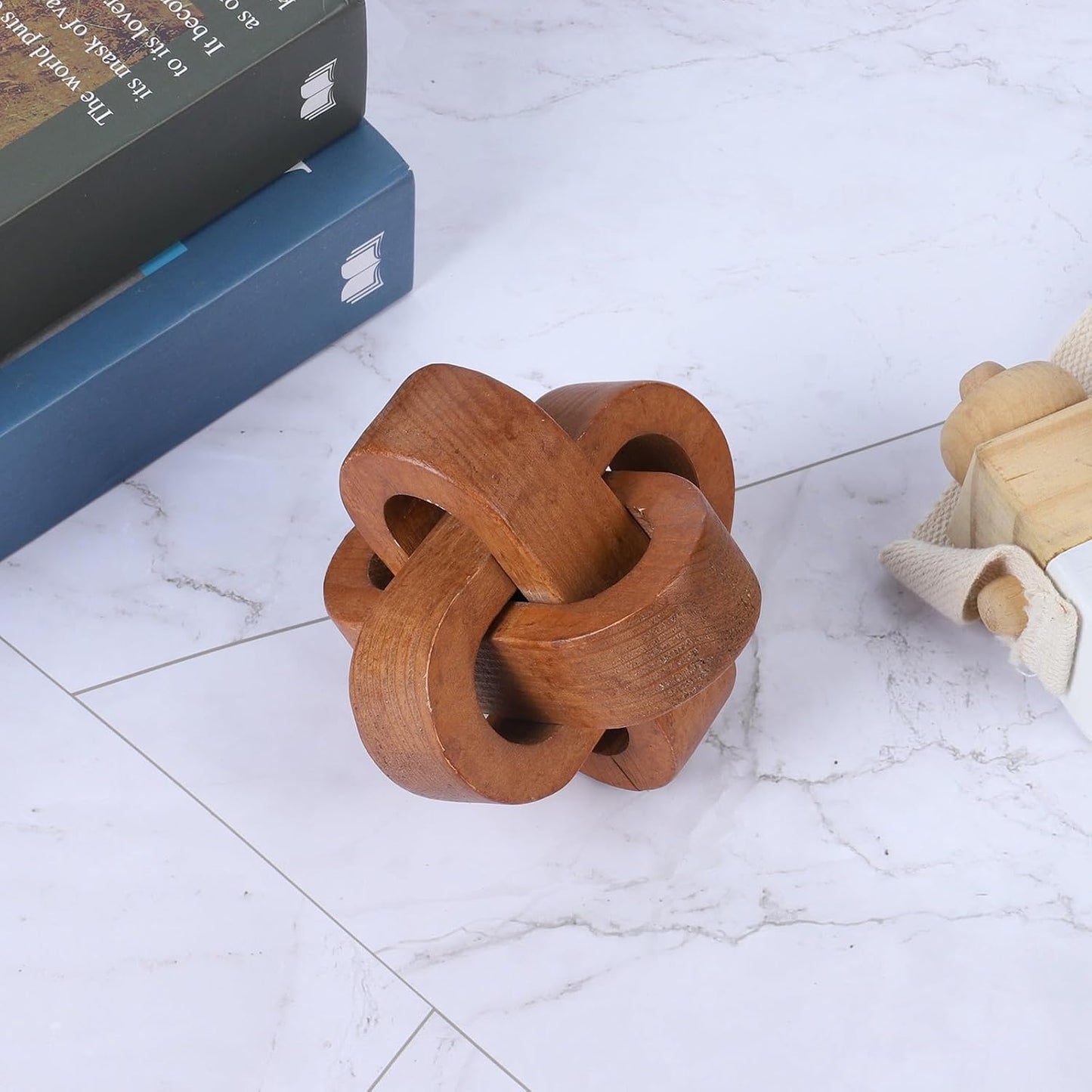 Wood Knot Decor Table Decor Shelf Decor Table Books Hand Carved Home Decoration / Coffee / 4.3 Inch