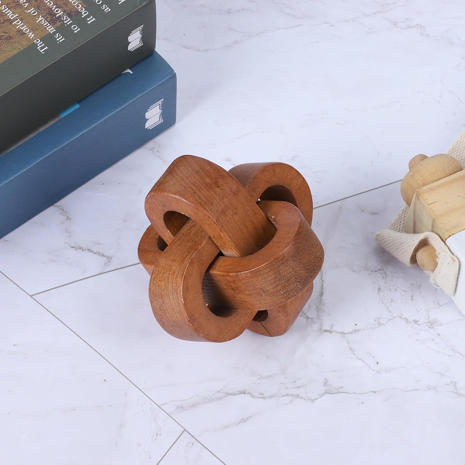 Wood Knot Decor Table Decor Shelf Decor Table Books Hand Carved Home Decoration / Coffee / 4.3 Inch