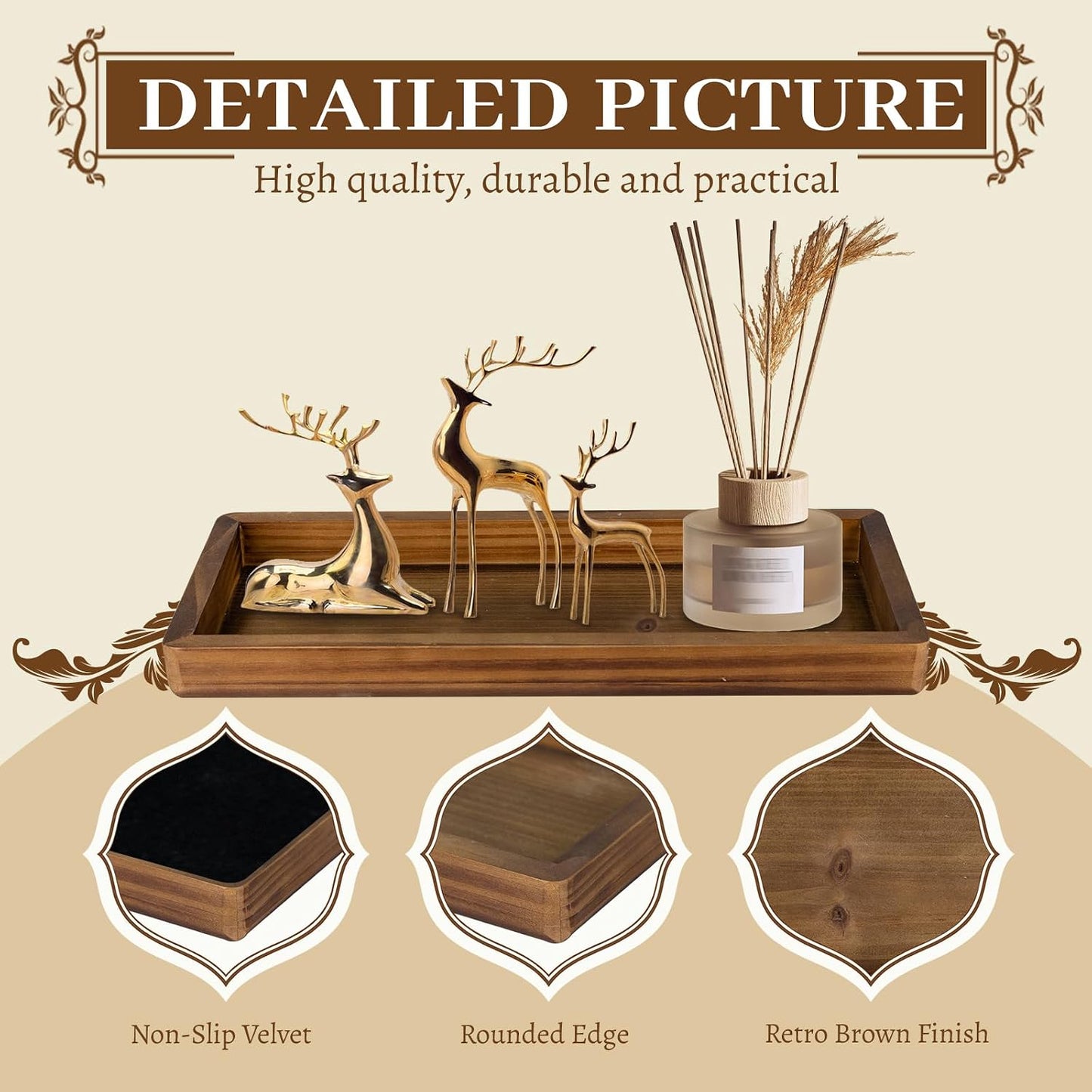 Rectangle Farmhouse Wood Trays / 15.7 x 6.8 x 1.3 / Rustic