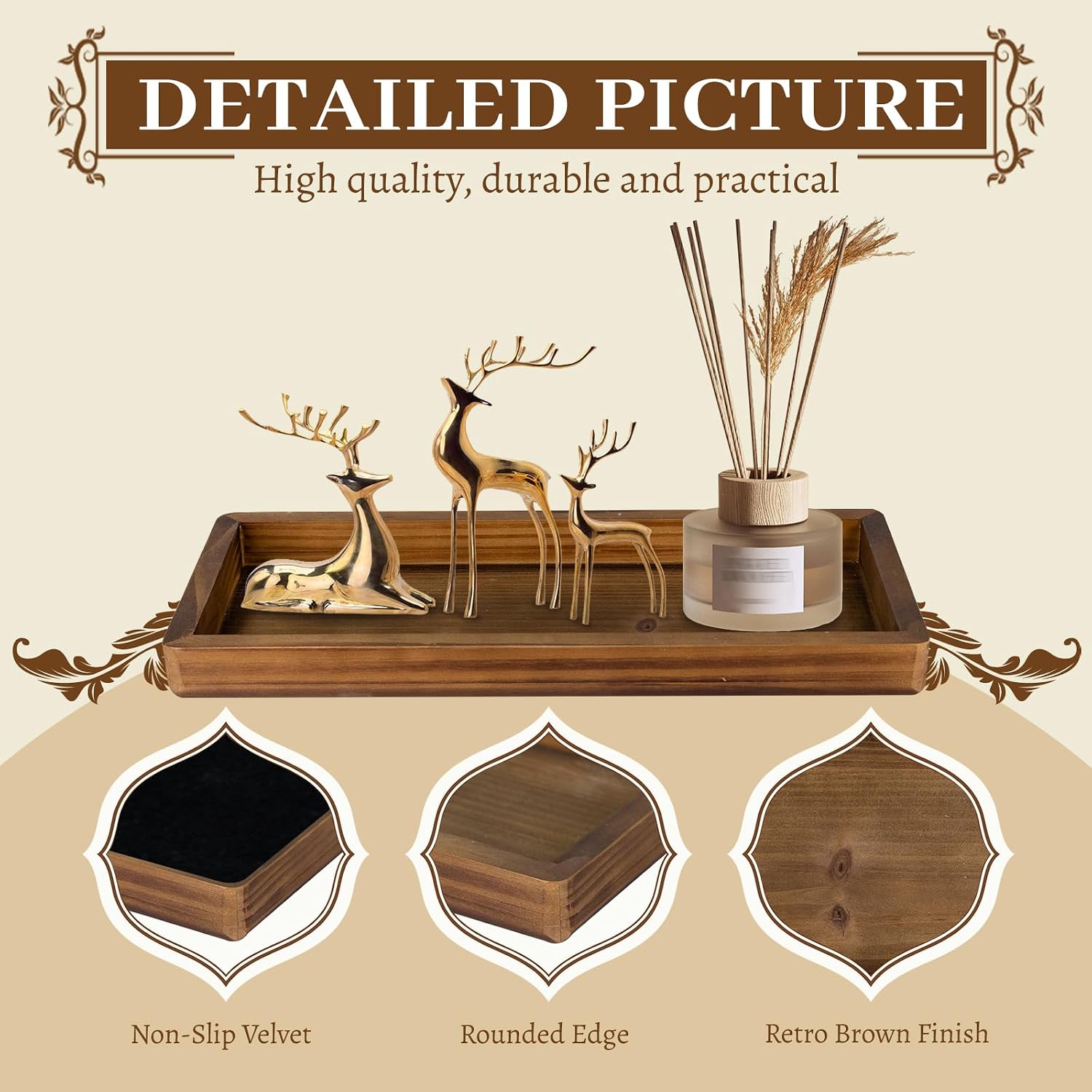 Rectangle Farmhouse Wood Trays / 15.7 x 6.8 x 1.3 / Rustic