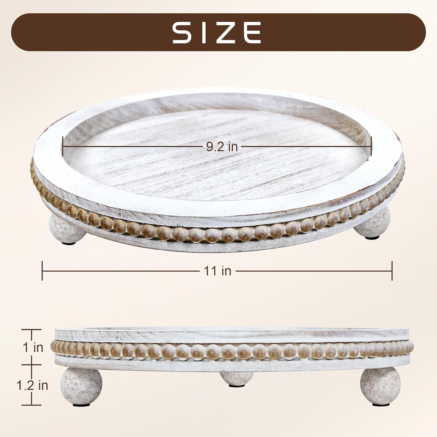 Farmhouse Small Decorative Trays / Antique White