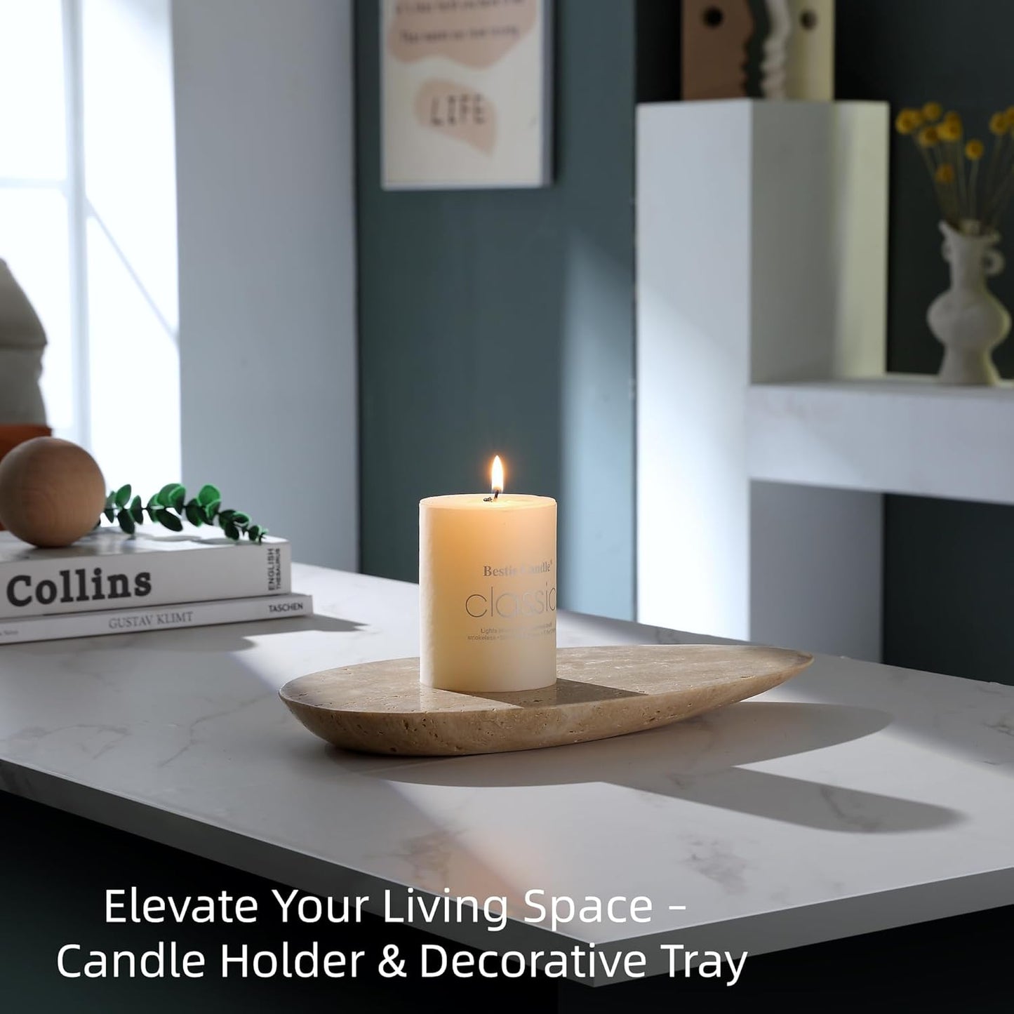 Modern Decorative Stone Tray / 12 x 6.7 x 1.2 / Natural