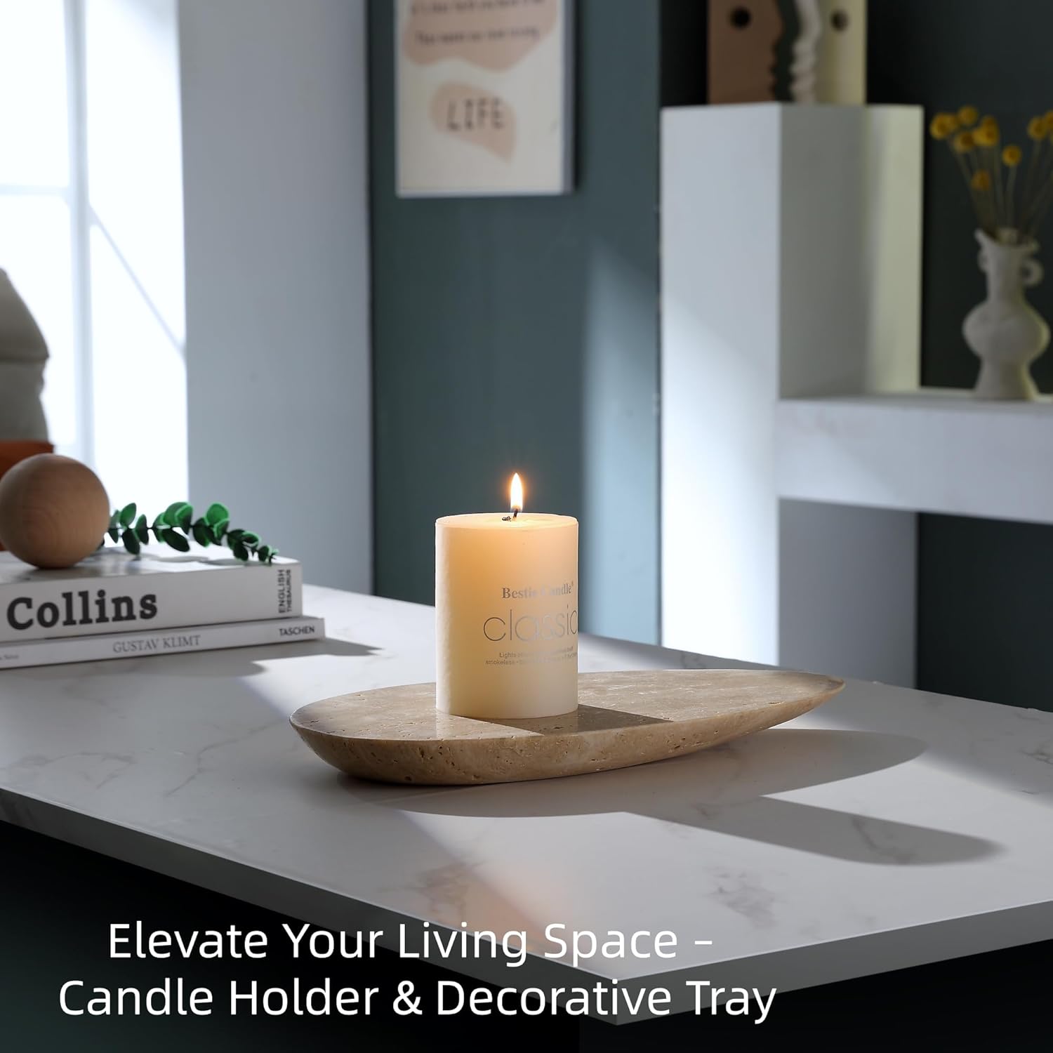 Modern Decorative Stone Tray / 12 x 6.7 x 1.2 / Natural