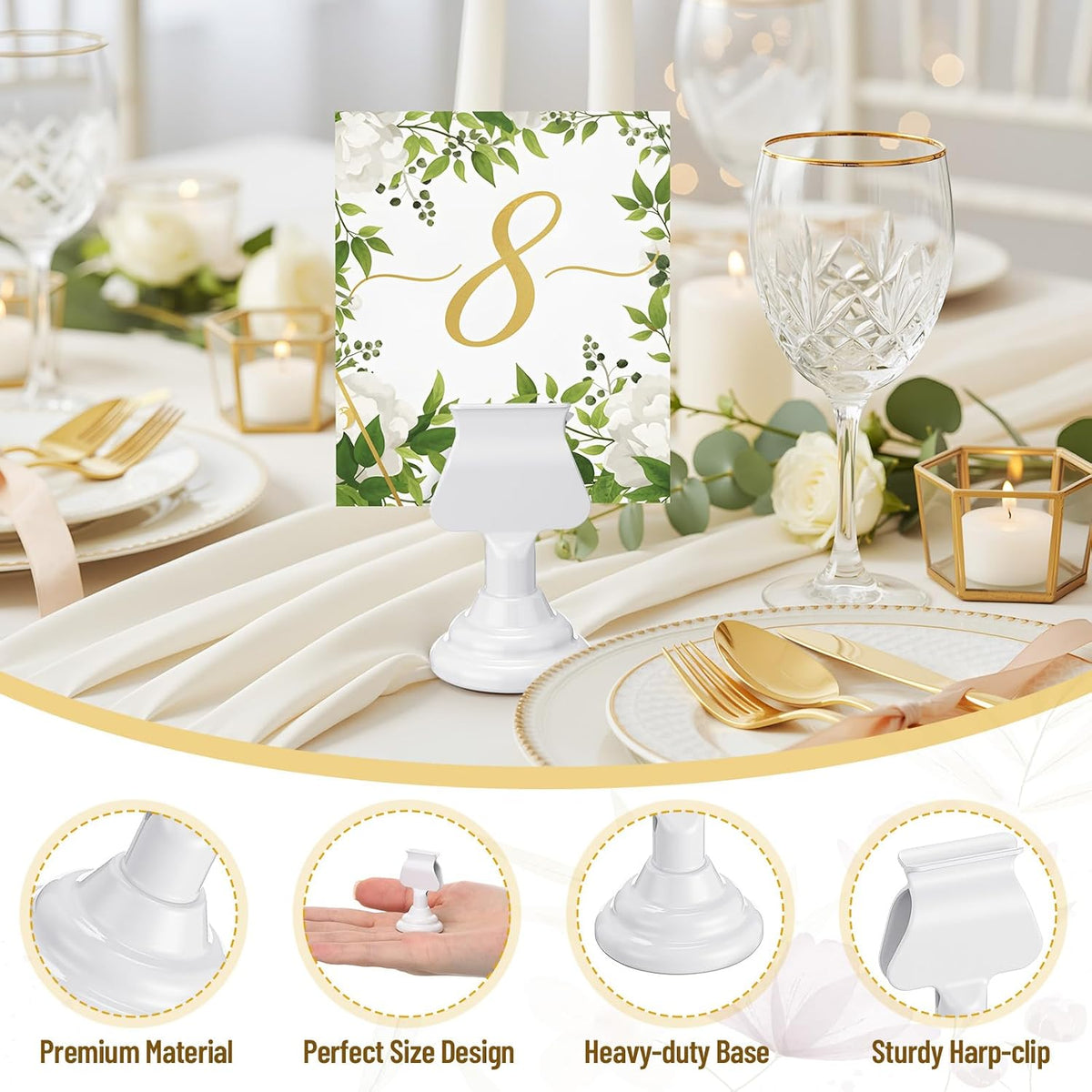 Kathfly Metal Table Number Holders 1.7 inch Mini Place Card Holders Bulk Harp-clip Table Sign Stands Card Holder
