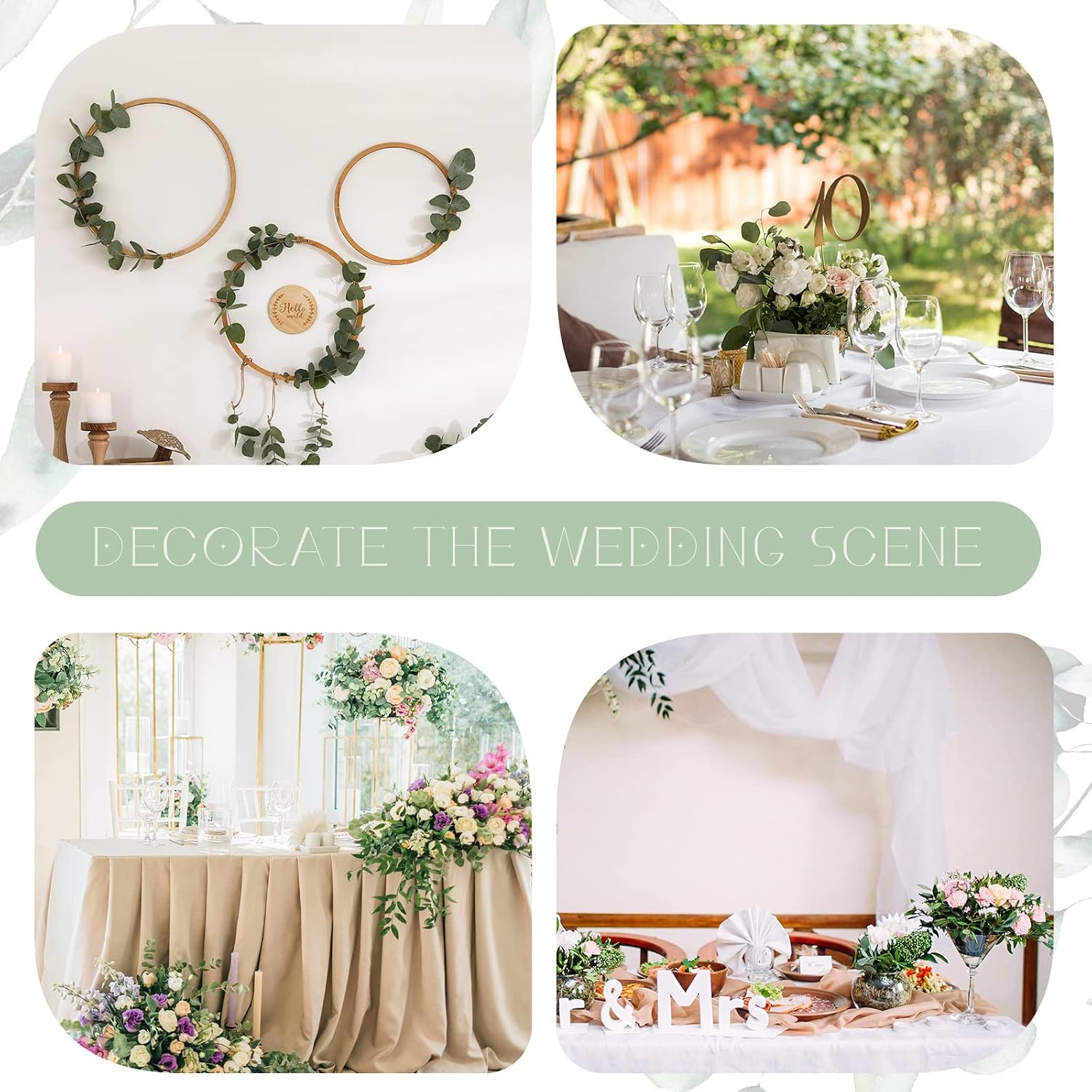3 Kinds Mixed Artificial Eucalyptus Leaves Stems Bulk Silver Dollar Leaves Picks / Green / Set of 90