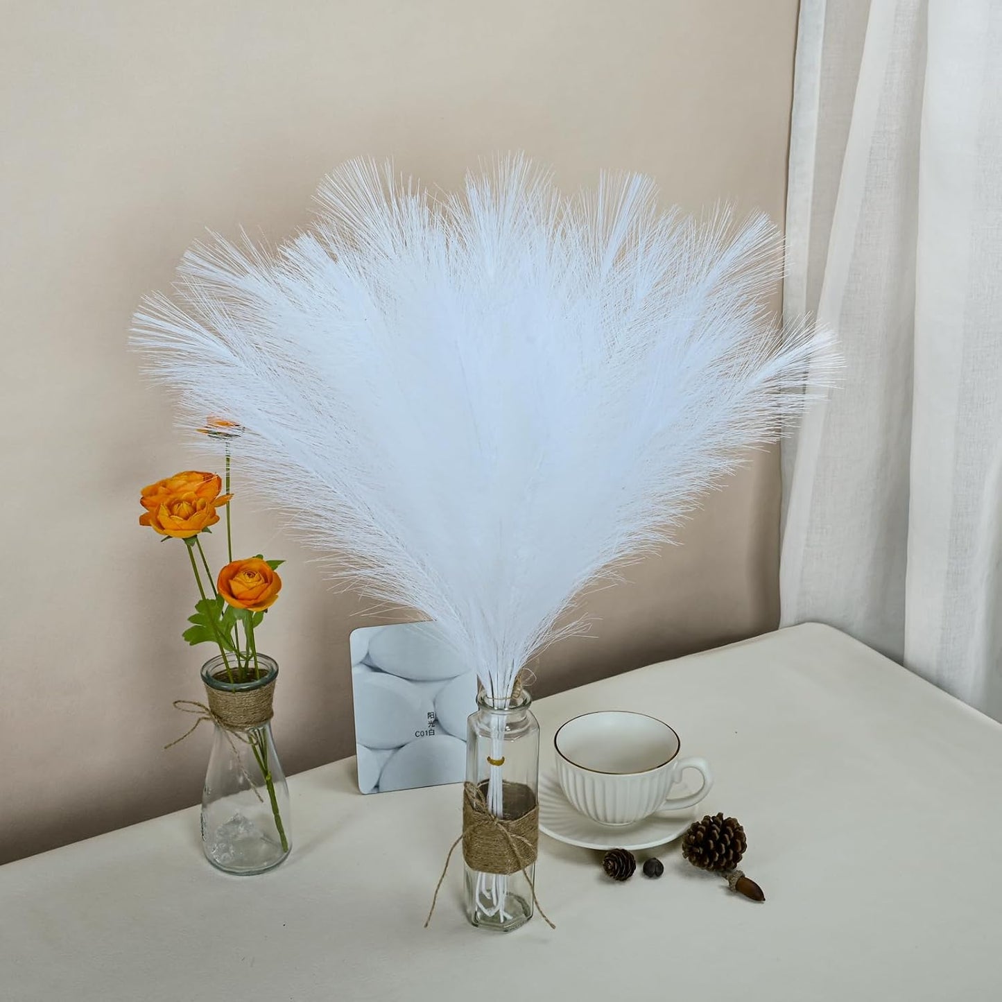 Small Artificial Pampas Grass Decor for Vase / White / 24 / 24 Inch / Set of 12