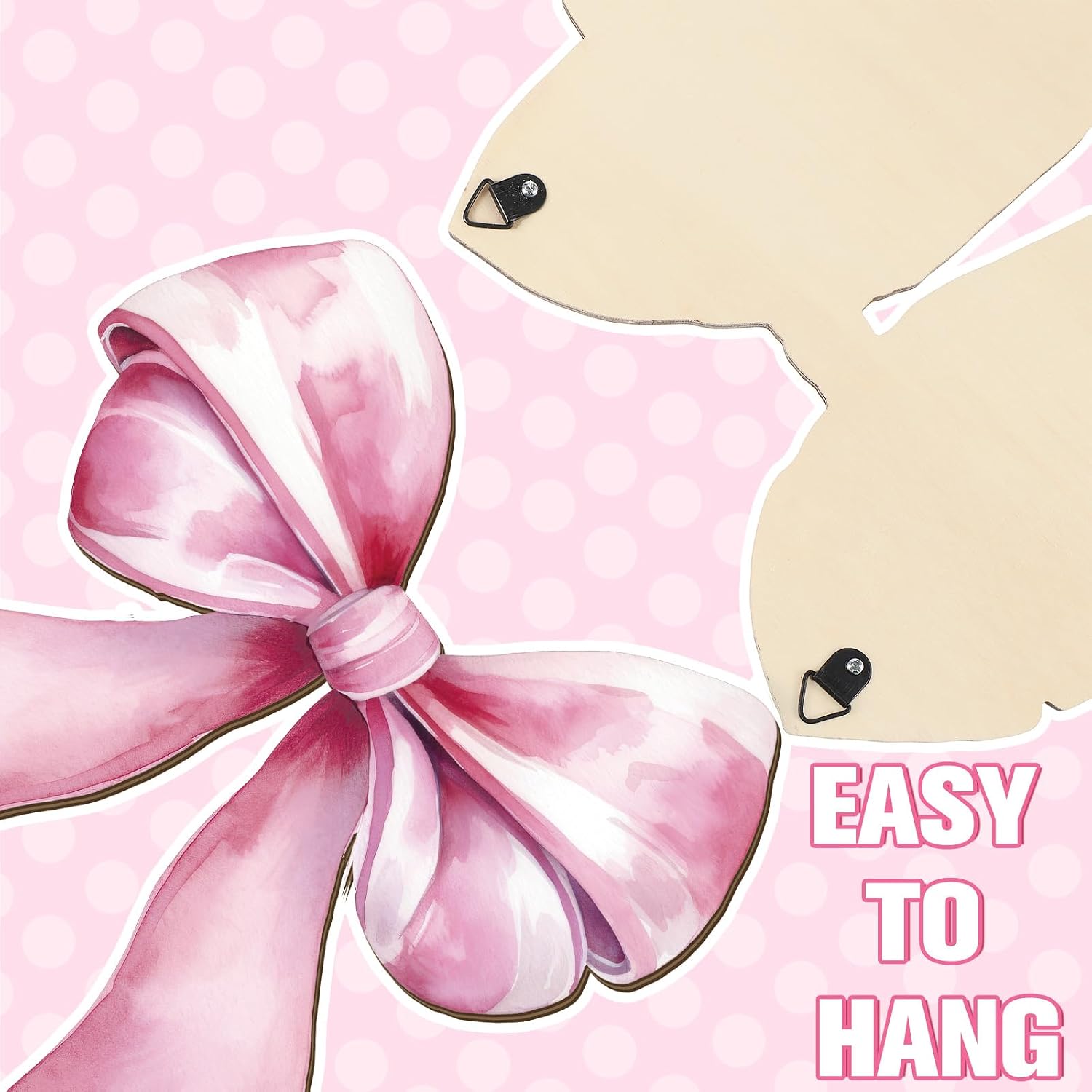 Bow Wall Decor Wooden Bow Wall Art Bowknot Hanging Plaque Signs / Elegant / Pink / Set of 6