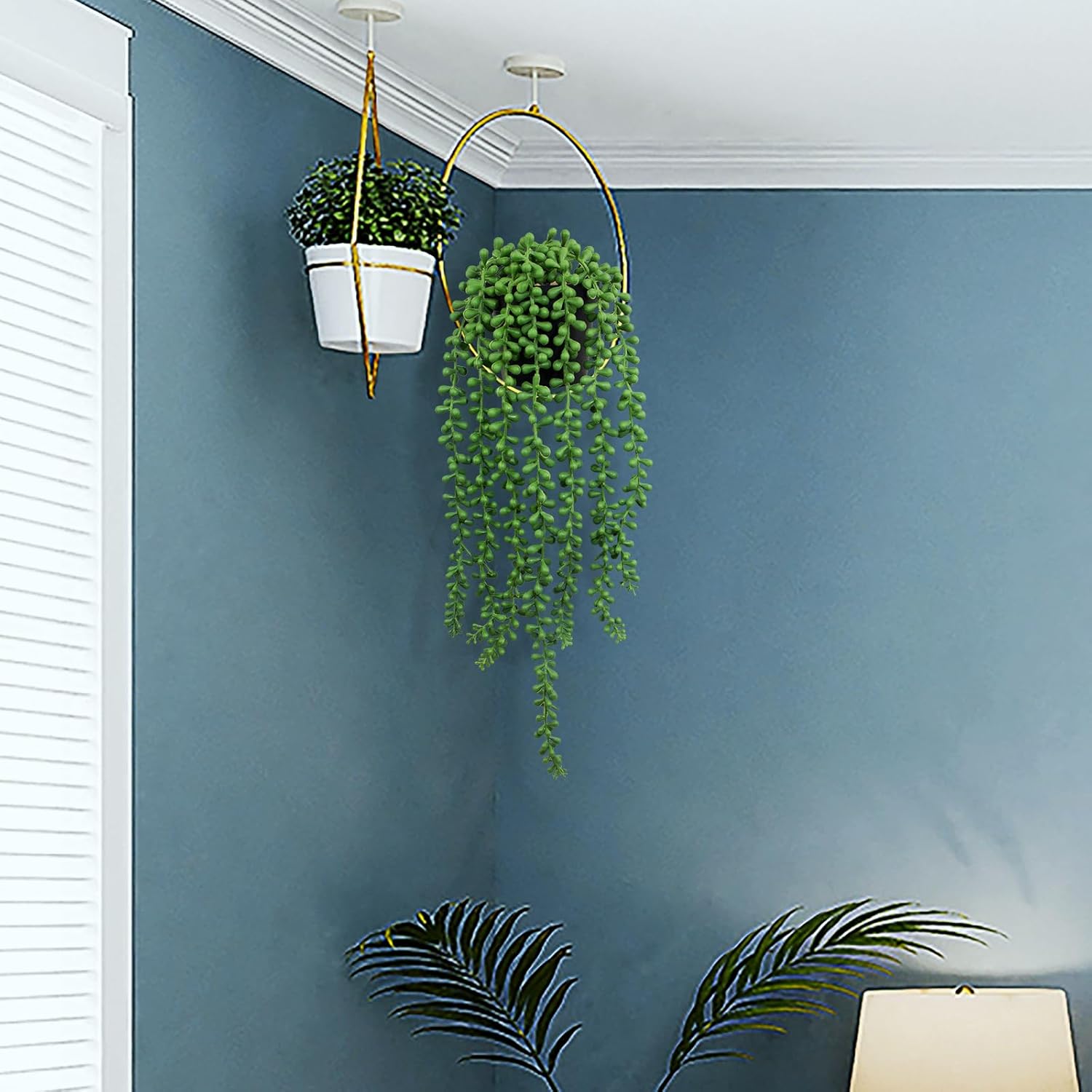 Lifelike Artificial Plant / String of Pearls / Black / Set of 2