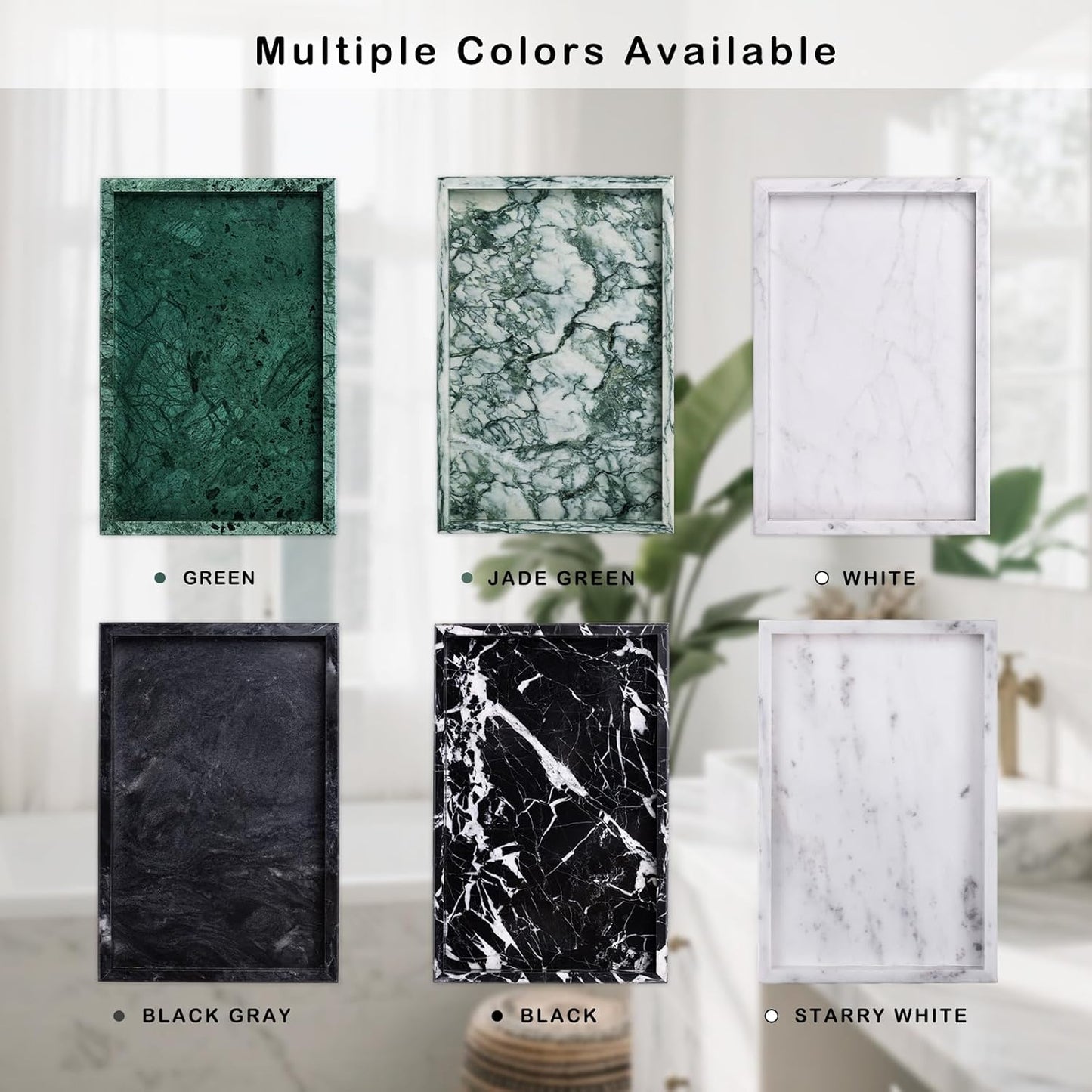 Marble Tray / Bathroom Tray for Countertop / Starry White