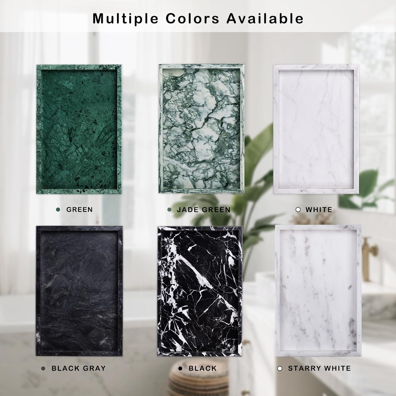 Marble Bathroom Tray for Countertop & Home Decor / White