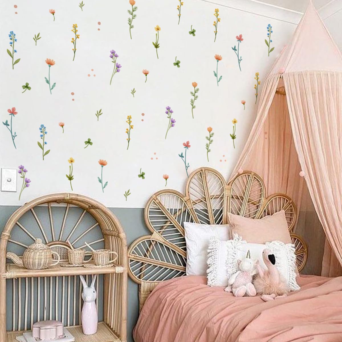 Boho Watercolor Flower Wall Stickers / Flower Wall Stickers-6589