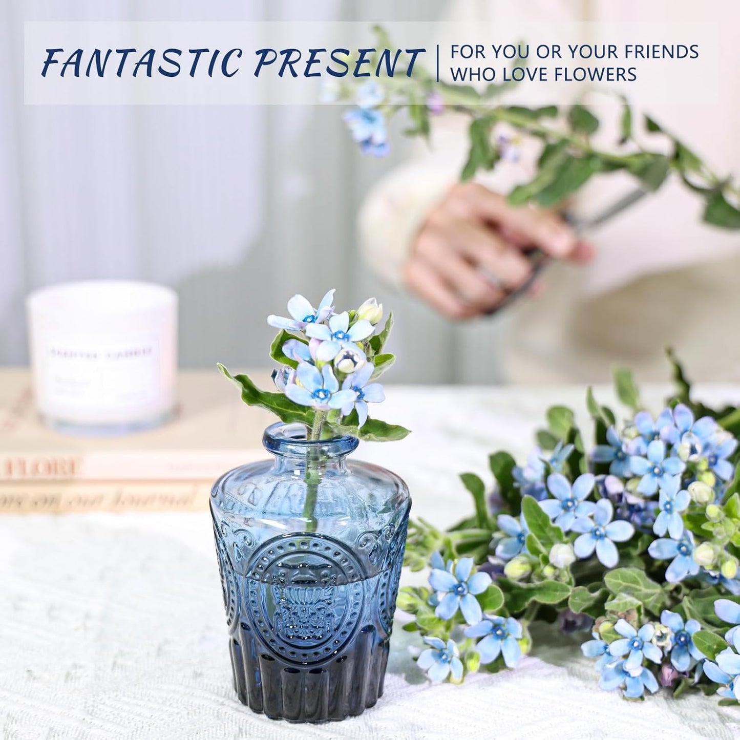 Glass Bud Vase / Blue / Set of 12