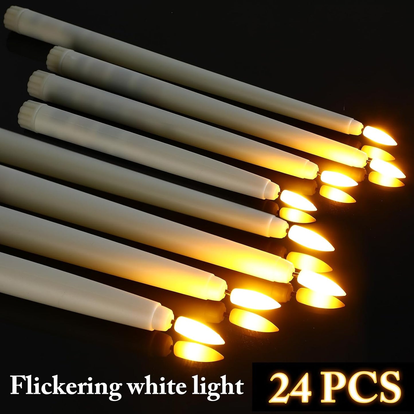 Rossesay 48 Pcs Flameless LED Taper Candles Battery Operated Candles 4 Sizes of 8.5'', 9.65'', 10.83'', 12.8''