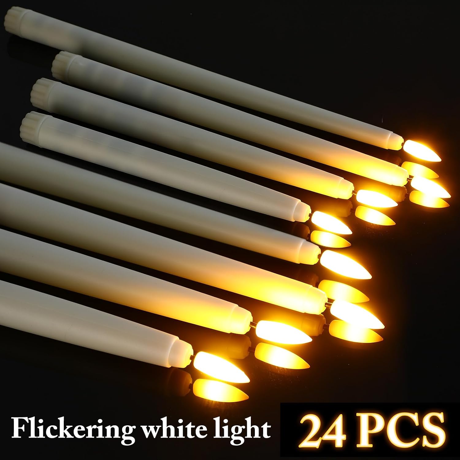 Rossesay 48 Pcs Flameless LED Taper Candles Battery Operated Candles 4 Sizes of 8.5'', 9.65'', 10.83'', 12.8''