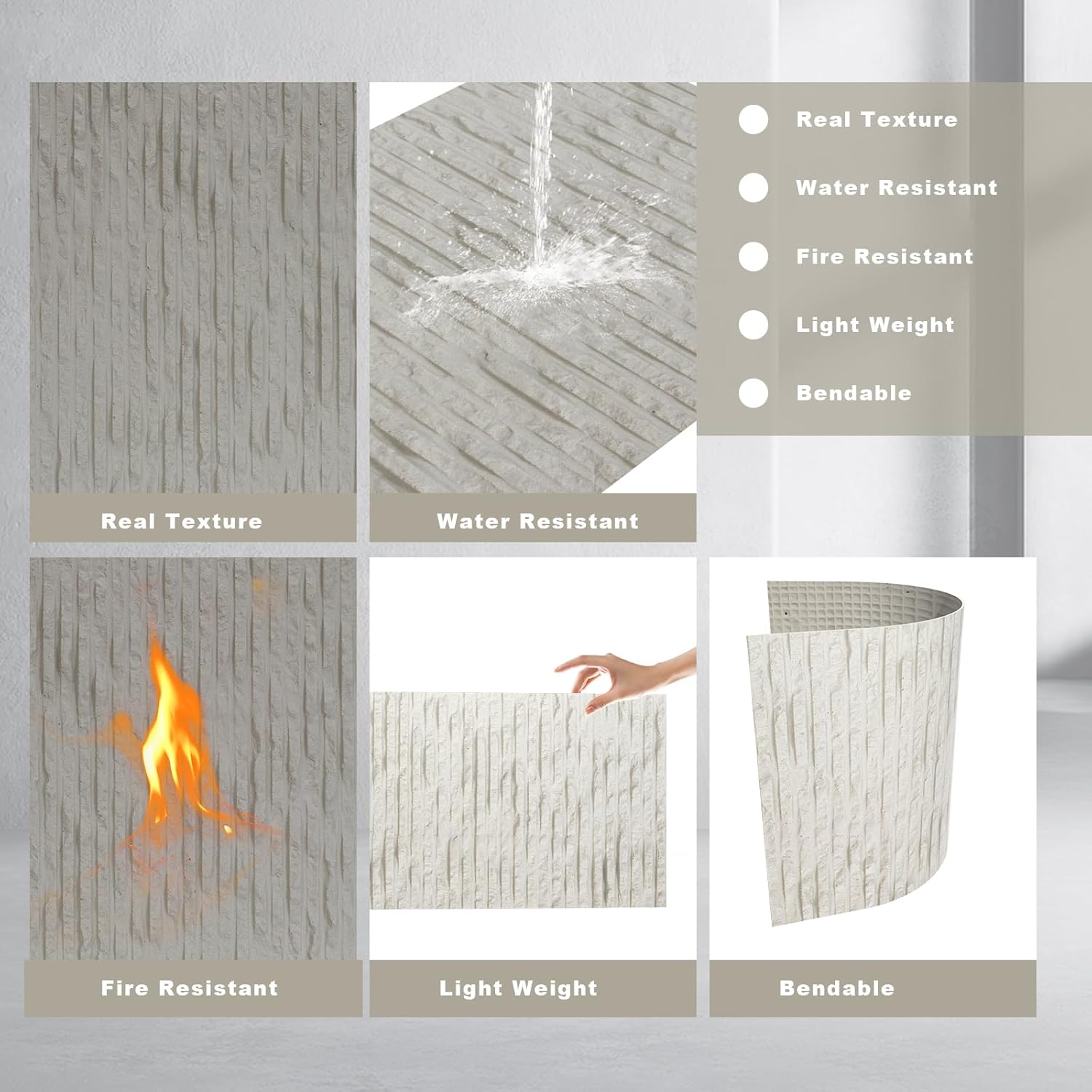3D Wall Panels - 4PCS 47.2"x23.6" Faux Stone Wall Covering - MCM Modified Clay Material for Home Art, Accent Brick