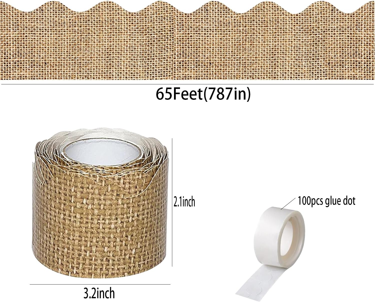 Scalloped Border Trim / Burlap / White
