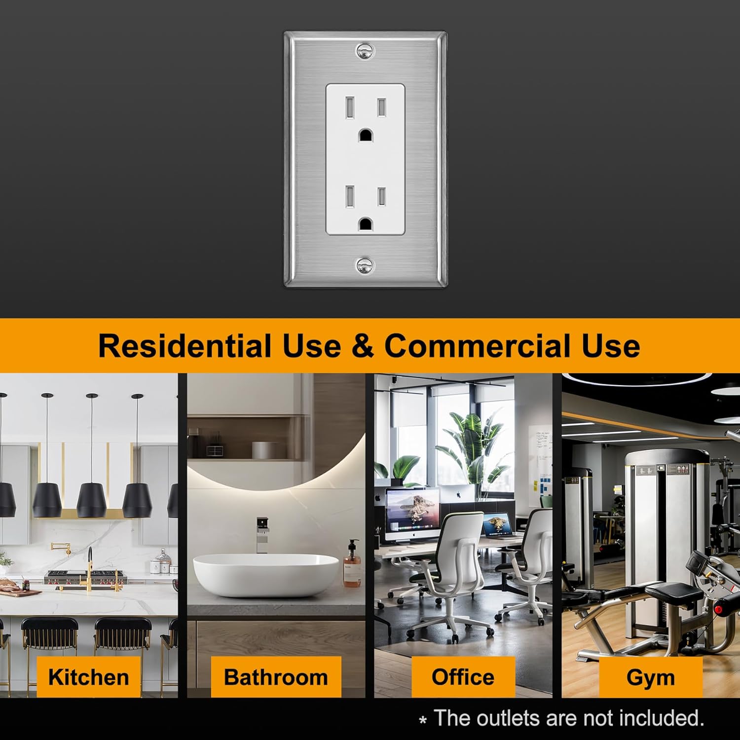 30 Pack BESTTEN Decorator Switch or Receptacle Outlet Metal Wall Plate | Standard Size, H4.53" x W2.76", Stainless