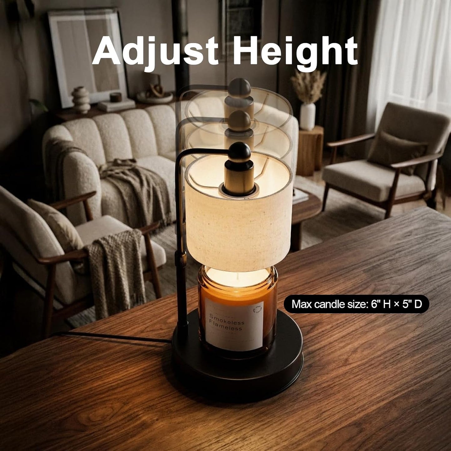 Candle Warmer Lamp with Timer, Best House Warming Gift, Height Adjustable & Dimmable Electric Candle Warmer Lamp