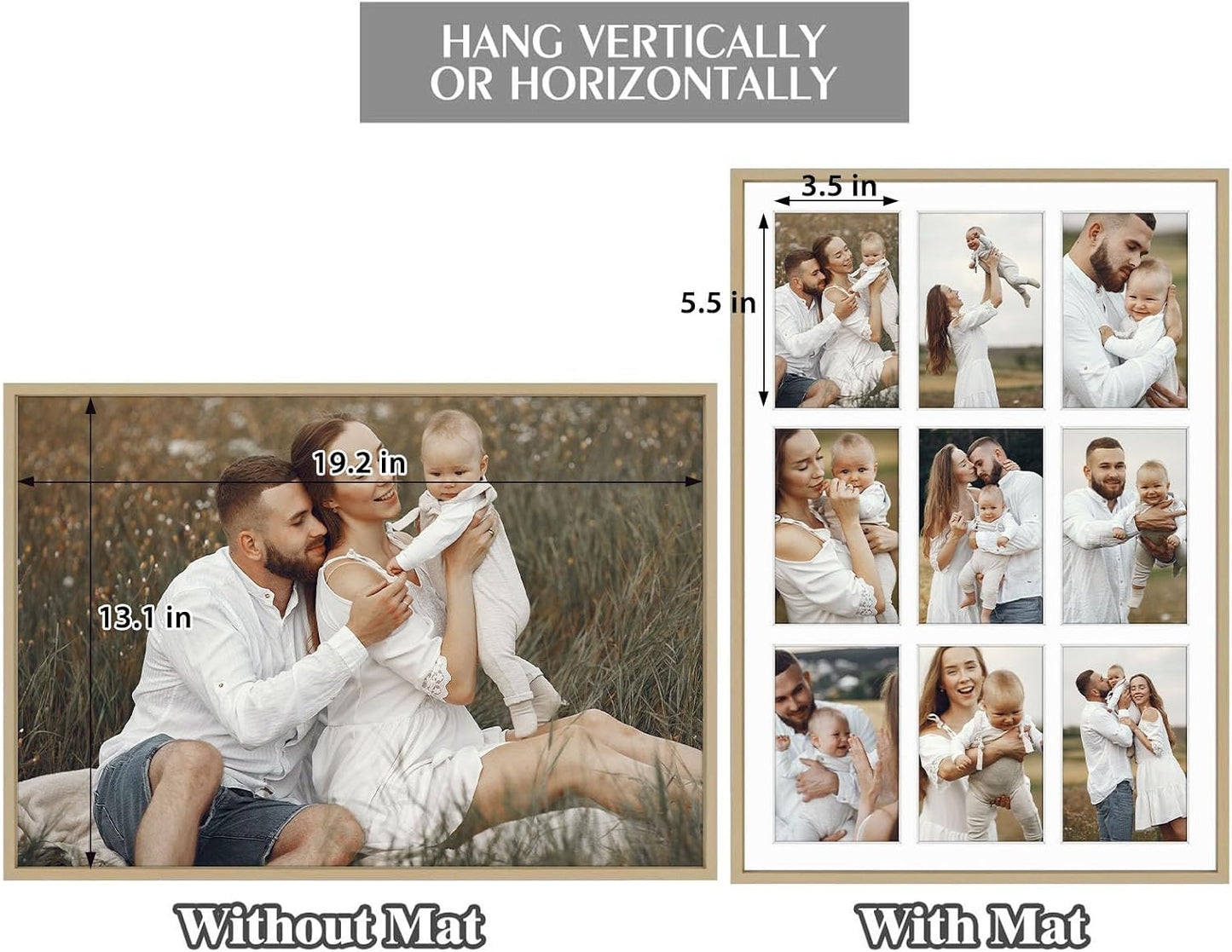 Golden State Art 13.6x19.7 Collage Frame for 9 4x6 Photos Gold 2 Pack | Aluminum Picture Frame with Real Glass Front