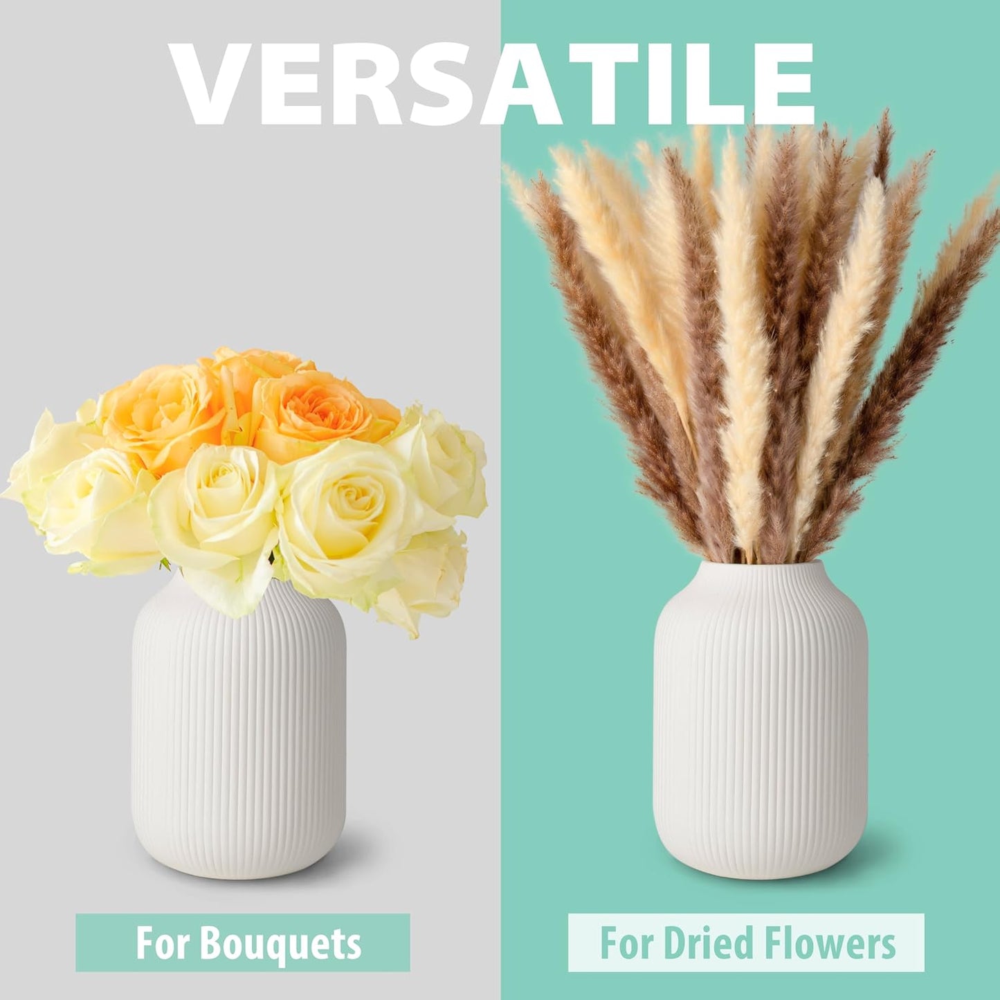 Ceramic Vase / Dried Flowers / White