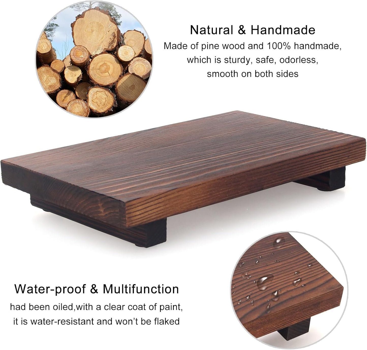 Farmhouse Bathroom Tray Organizer Wooden Riser Stand Wood Trays / Brown / 10 x 6 x 1.6