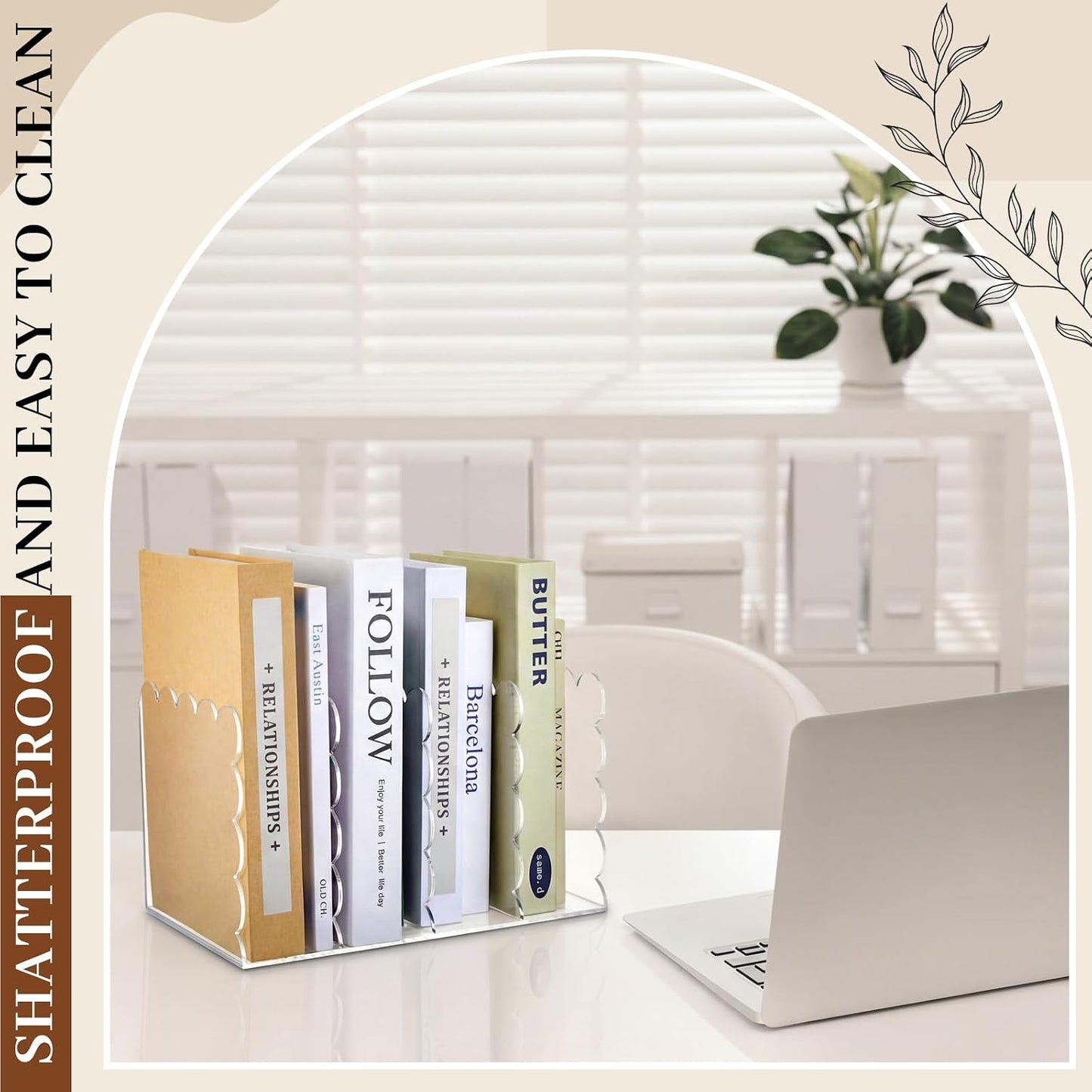 Scalloped Acrylic Book Holder for Desk / Clear / 11.22 x 7.28 x 6.5