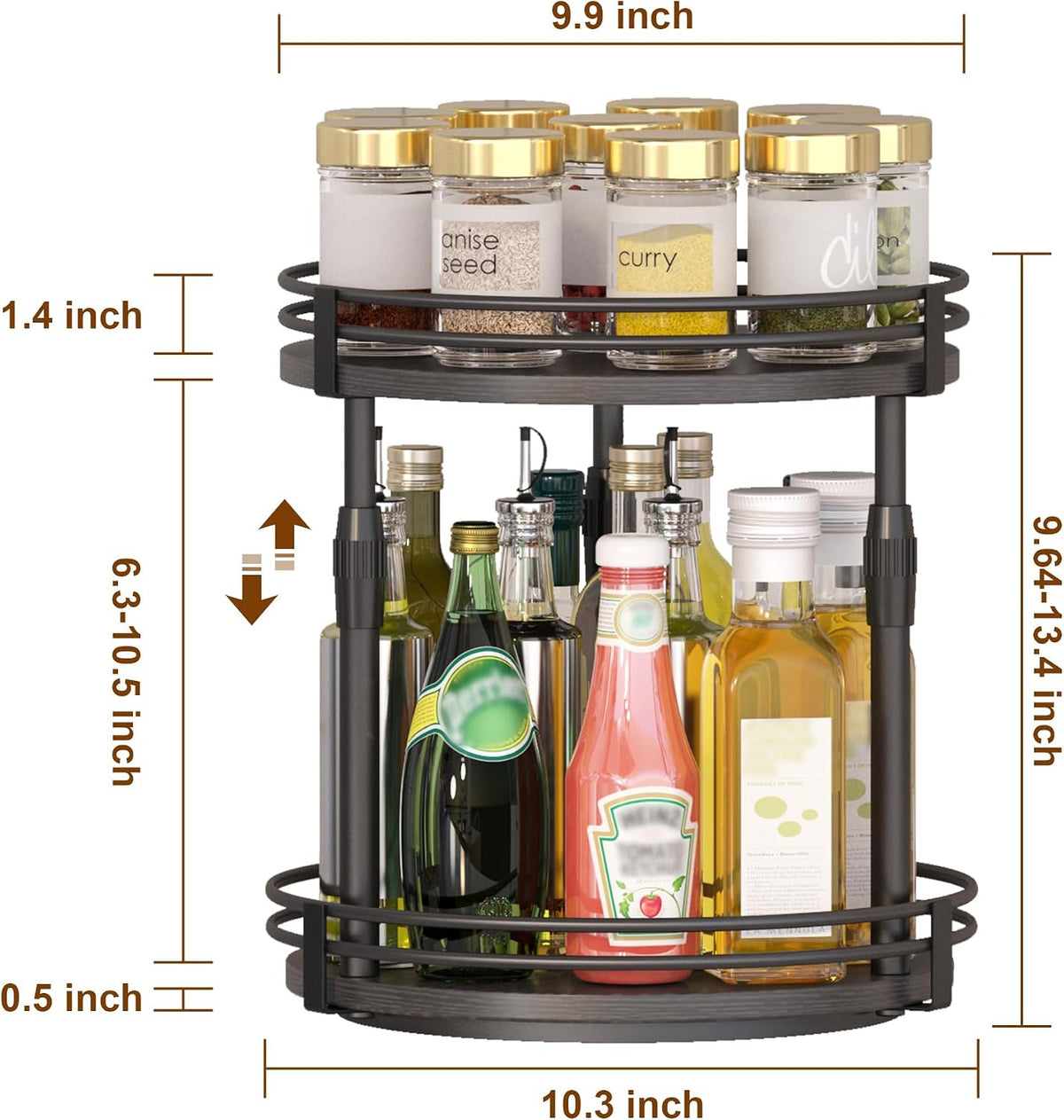 Across-Star Lazy-Susan-Organizer-Spice-Rack, Rotating Spice Organizer for Cabinet Pantry, Seasoning Holder Spice Shelf