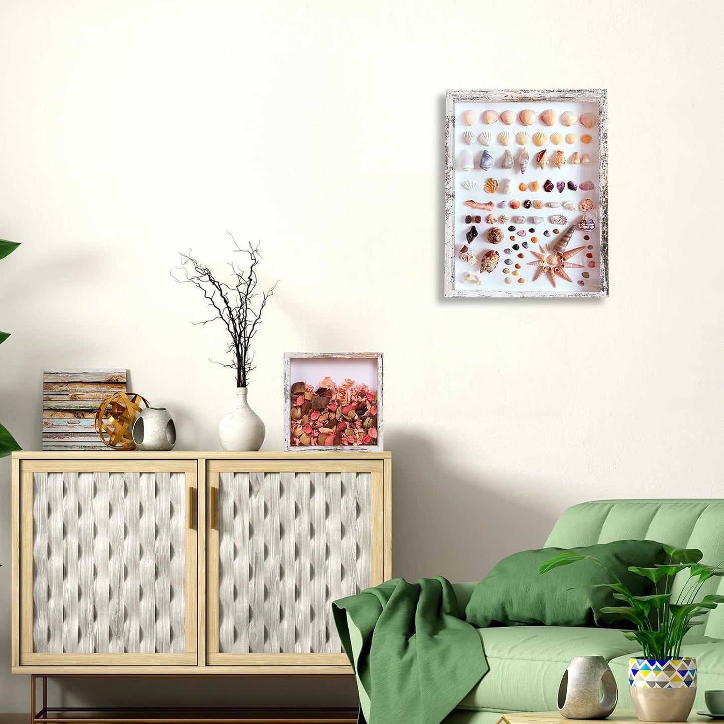 Califortree 12x16 Large Shadow Box Frame with Soft Linen Back - Metal Push Pins Included, Memory Shadow Box Display