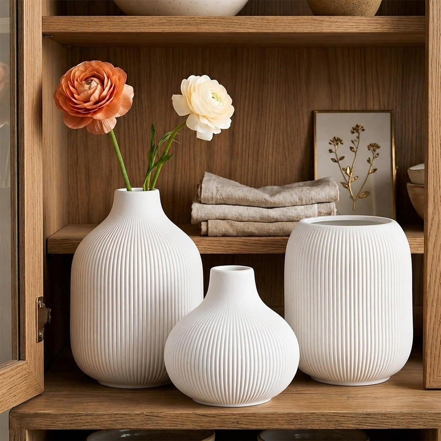 Ceramic Vase Set for Decor / White