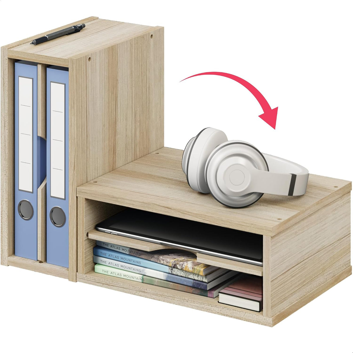 Ballucci 2-Tier Wooden Desk Organizer, Office Desk Organization, Mail Sorter, Paper Tray, File Folder Holder, Desktop