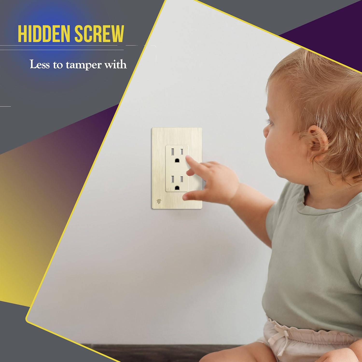 ENERLITES 1-Gang Screwless Decorator Wall Plate Outlet Cover, 10 Pack | Brushed Light Almond, Size 4.68" x 2.93", Fits