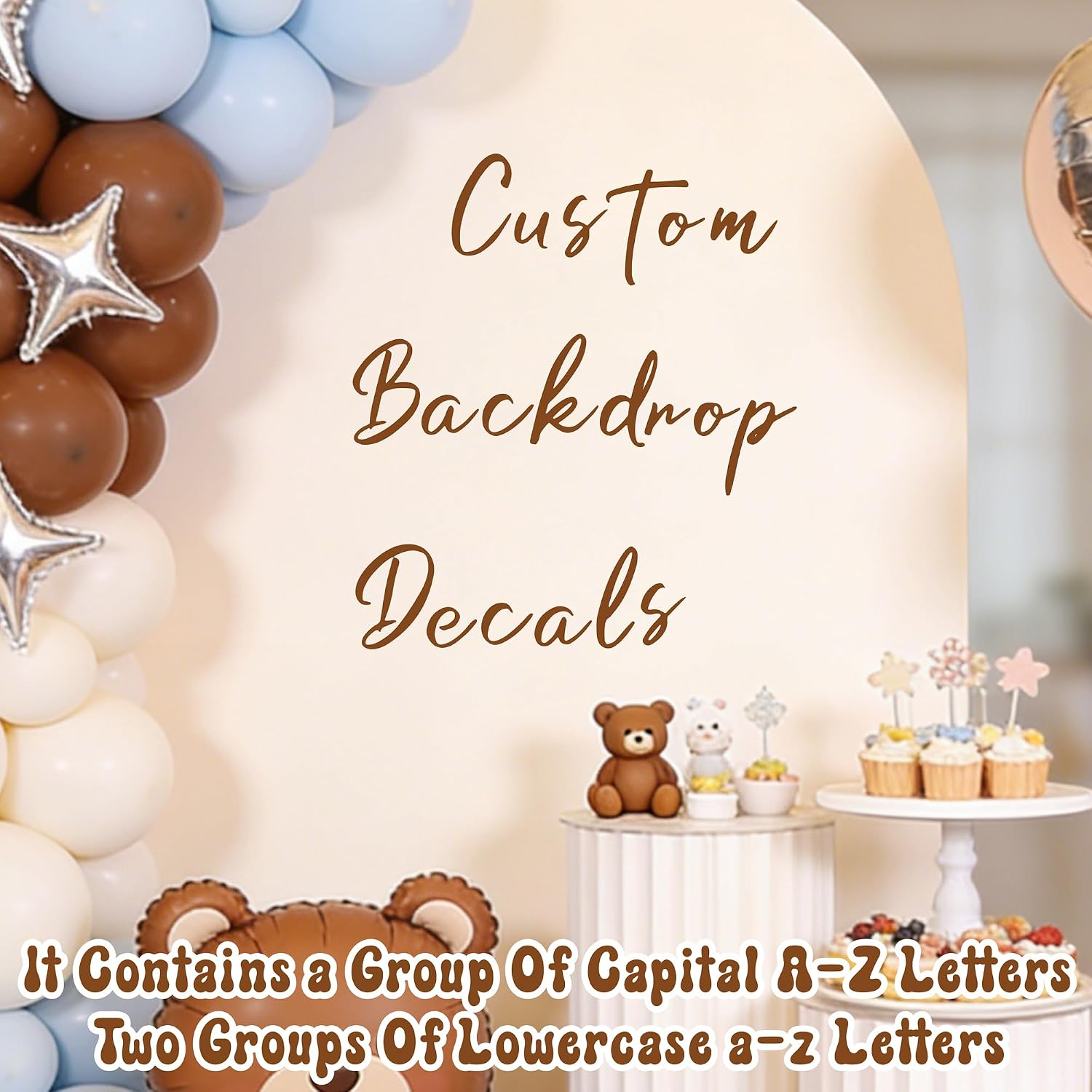 Custom Name Backdrop Sticker for Party Event Custom Decal for Balloon Arch / Brown Diy Name