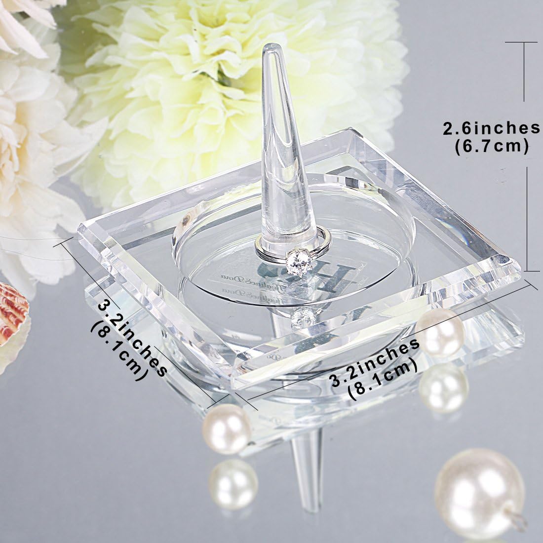 H&D Square Crystal Glass Ring Holder for Jewelry / Clear_square1
