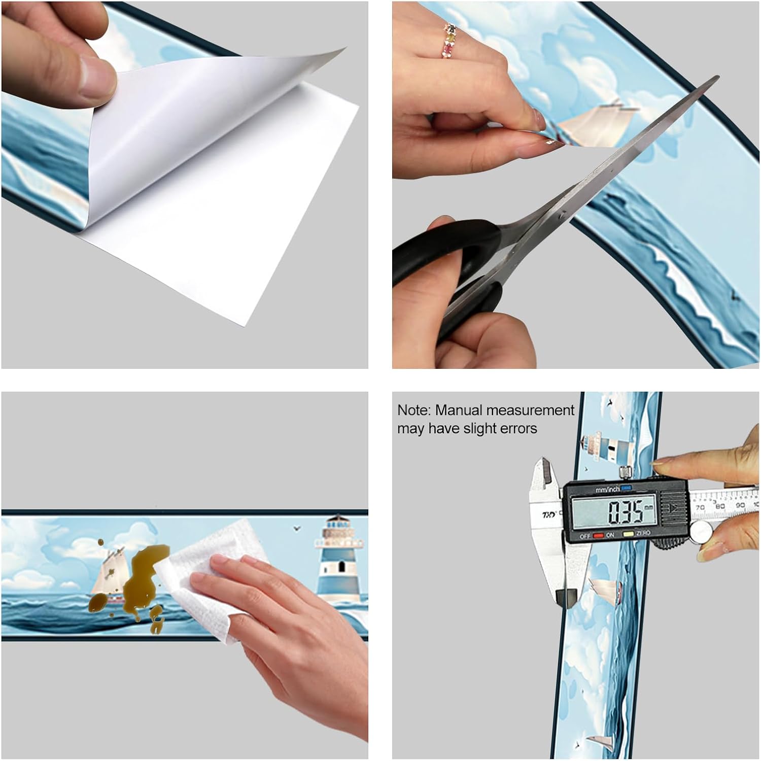 Wallpaper Border Peel and Stick Nautical Wall Trim Self Adhesive Lighthouse Sailboat / Ocean Style