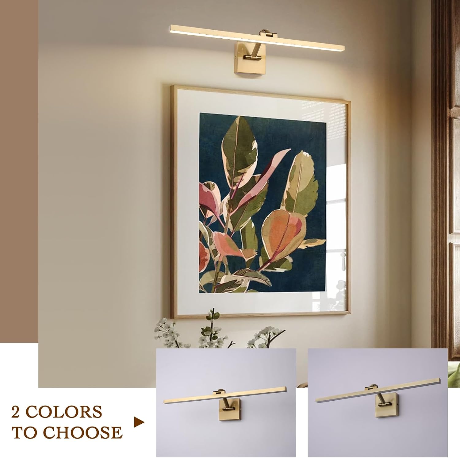 Hard-Wired Picture Lights 23.62 Inch Dimmable LED Wall Art Lighting 14W,2700K, Warm WhiteModern Brass Gallery Light